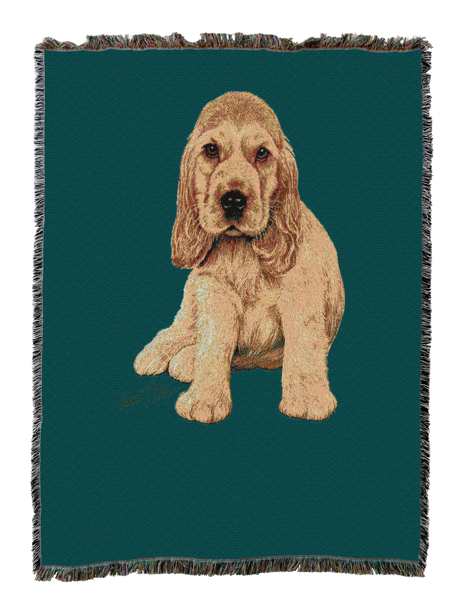 Cocker Spaniel Puppy Blanket Teal