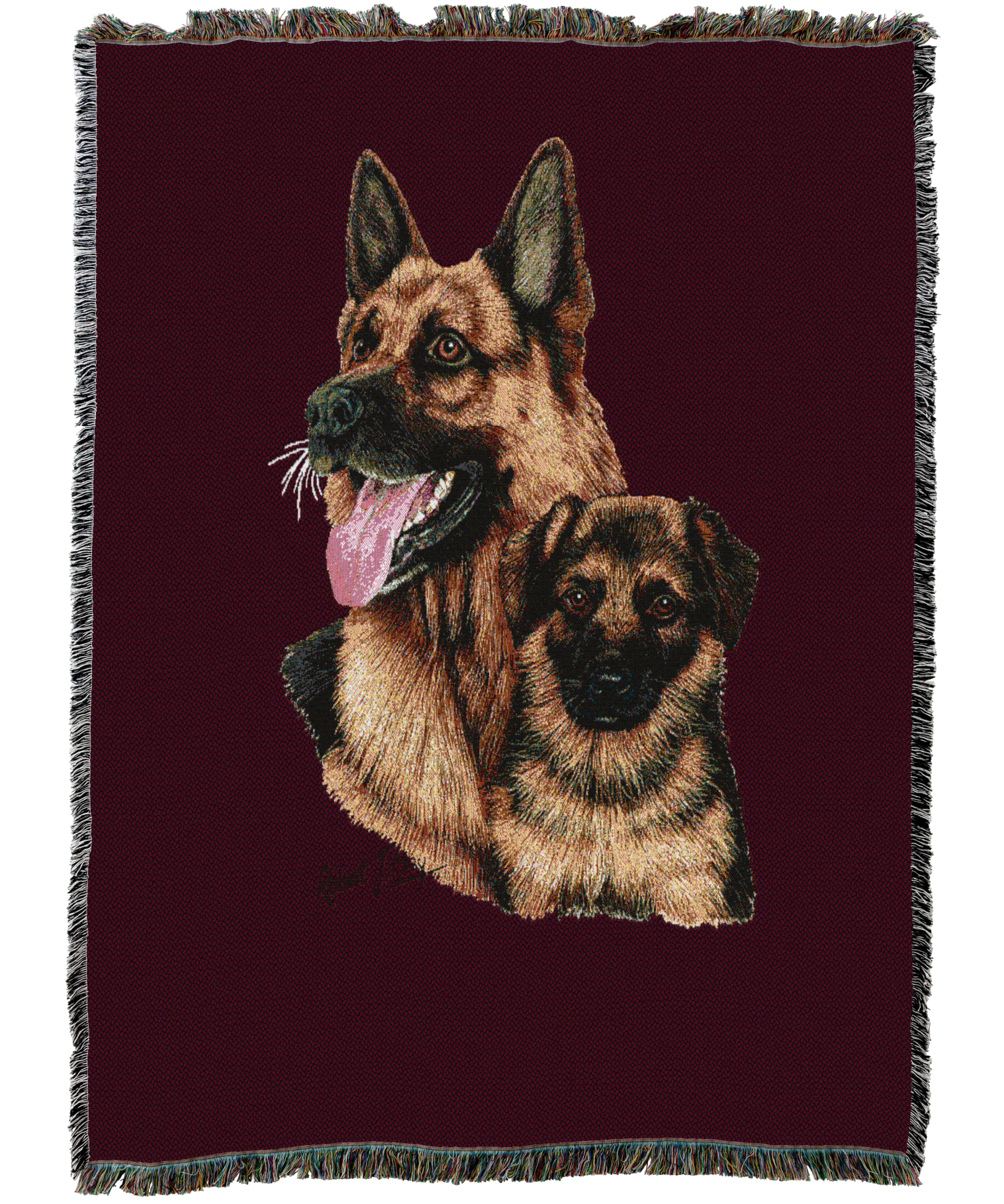 German Shepherd With Puppy Blanket