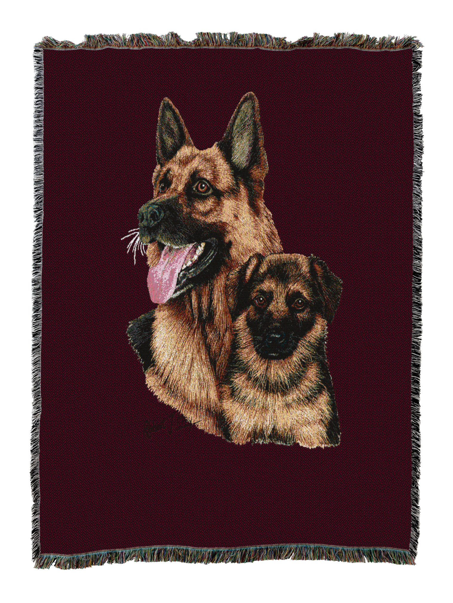 German Shepherd With Puppy Blanket