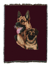 German Shepherd With Puppy Blanket