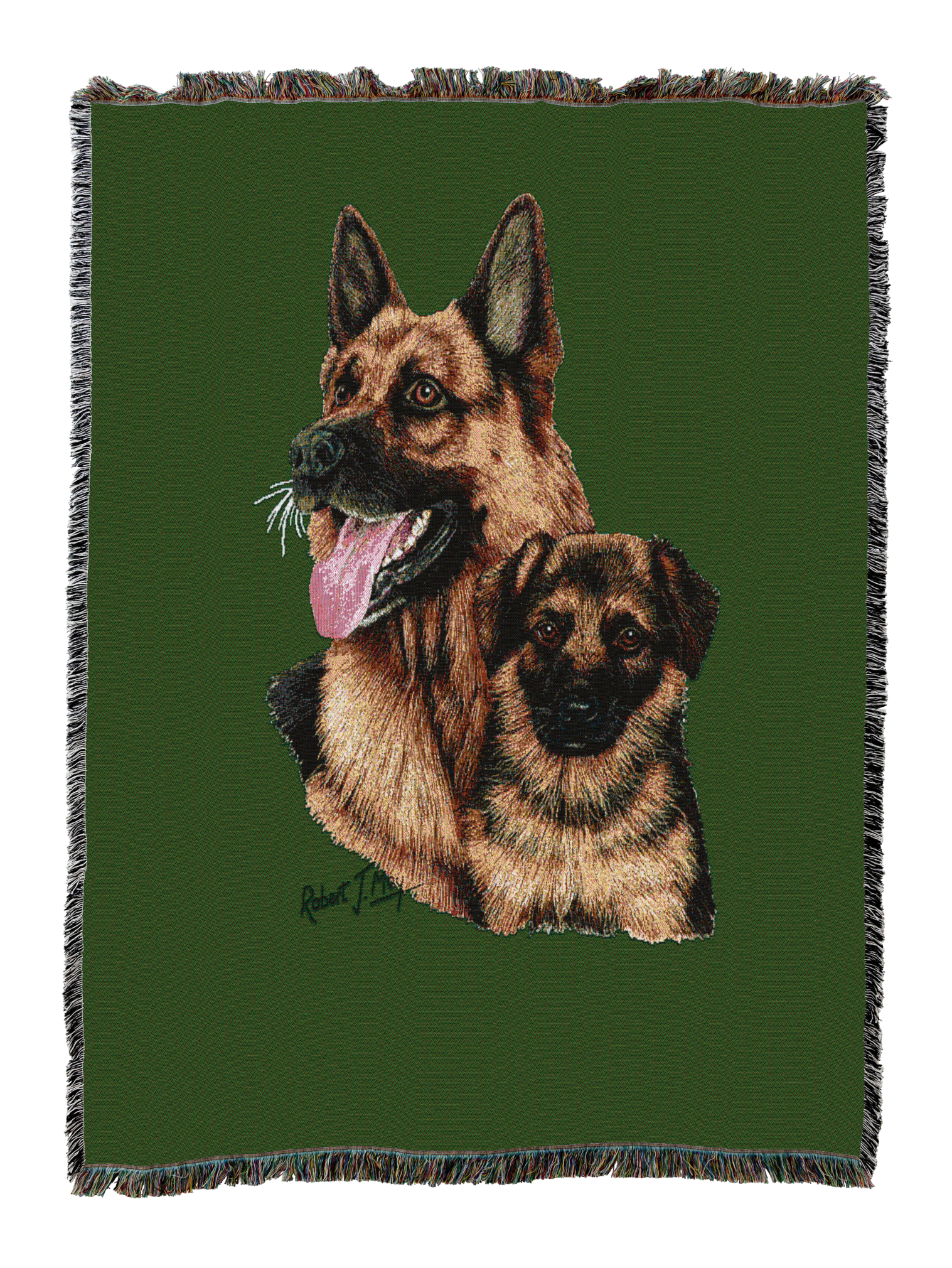 German Shepherd With Puppy Blanket