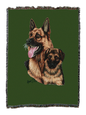 German Shepherd With Puppy Blanket