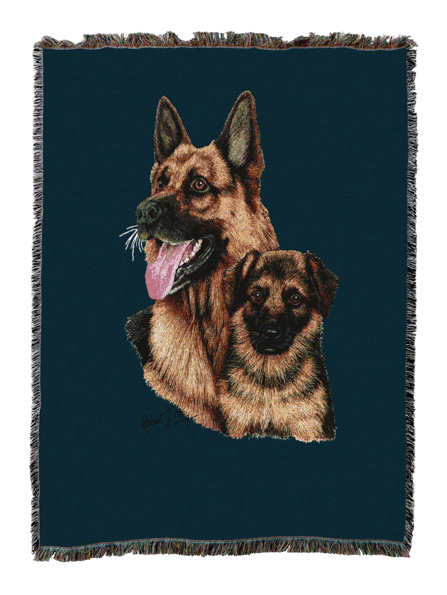 German Shepherd With Puppy Blanket
