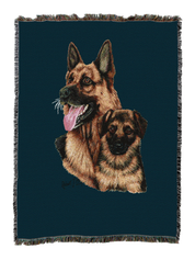 German Shepherd With Puppy Blanket