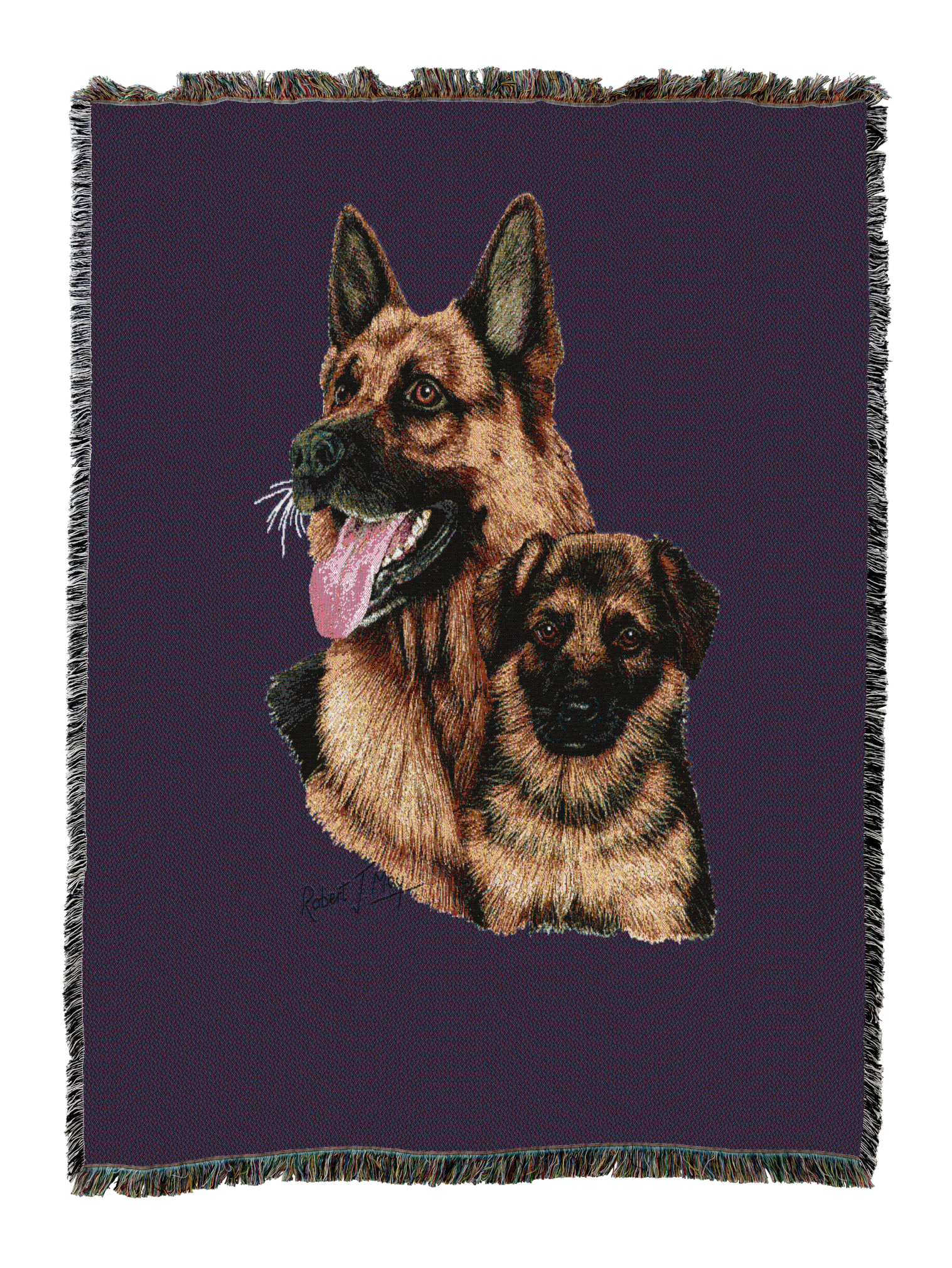 German Shepherd With Puppy Blanket