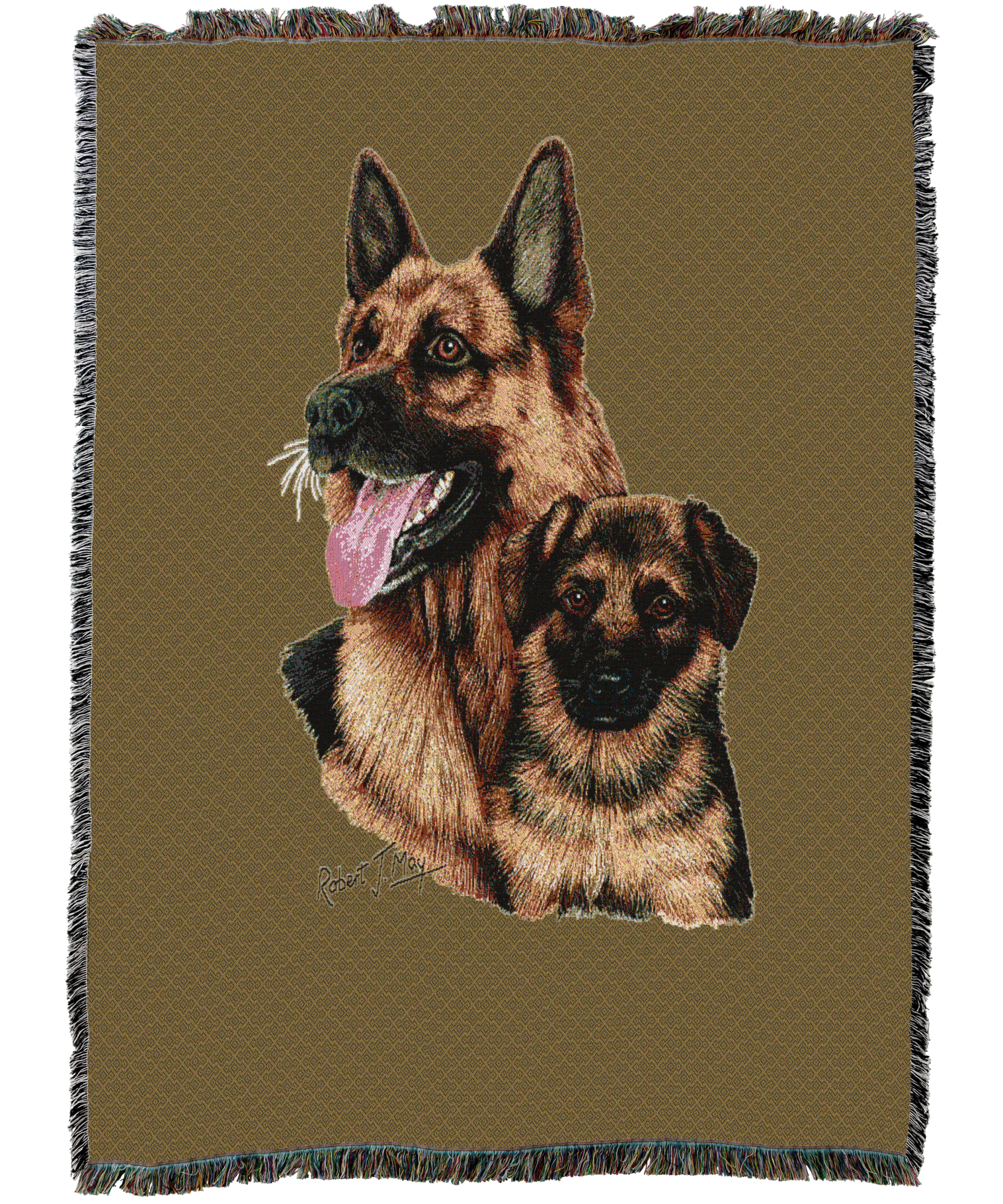 German Shepherd With Puppy Blanket