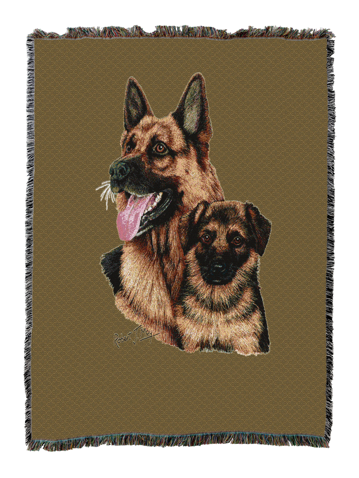 German Shepherd With Puppy Blanket