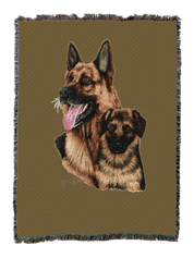 German Shepherd With Puppy Blanket