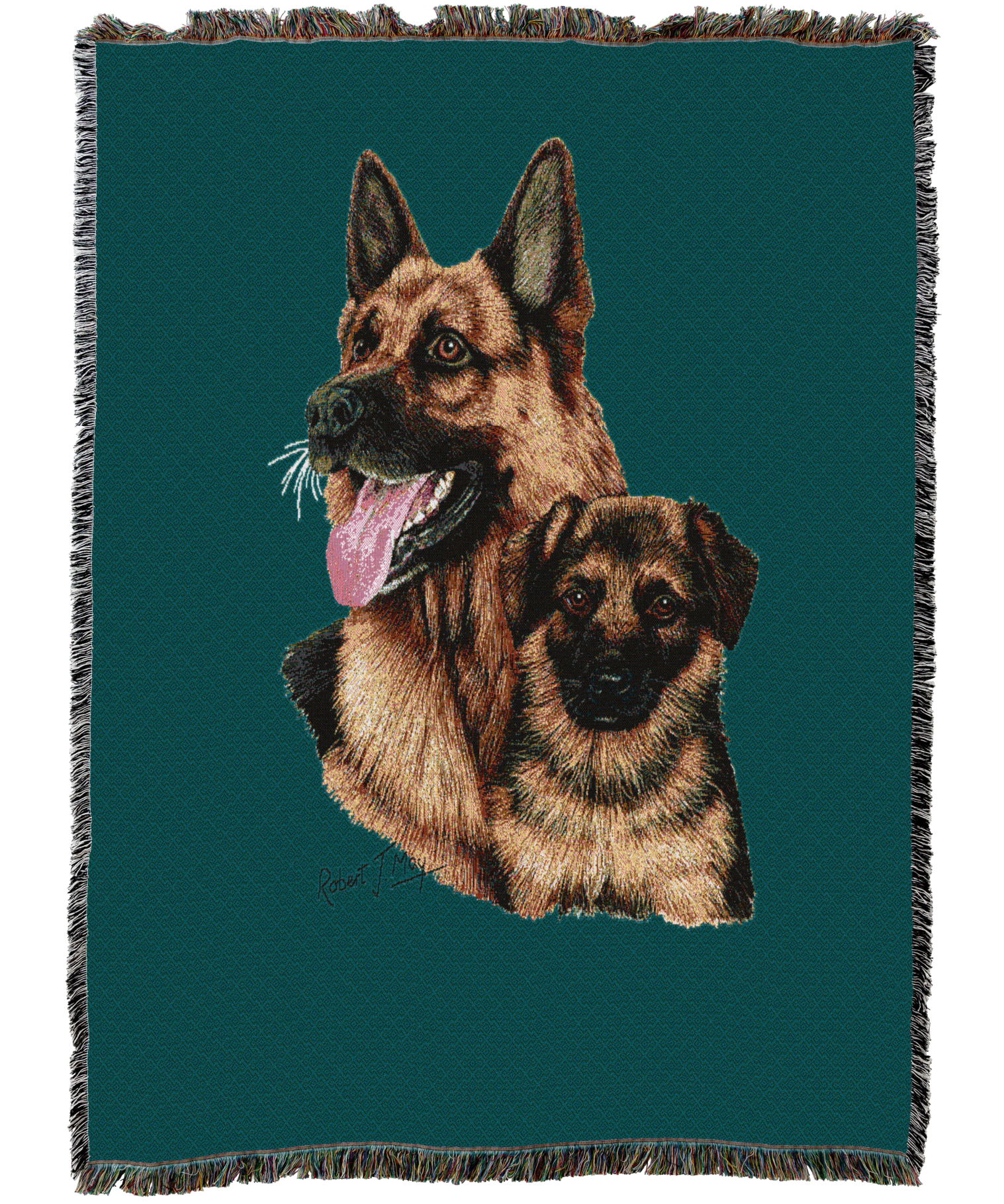 German Shepherd With Puppy Blanket