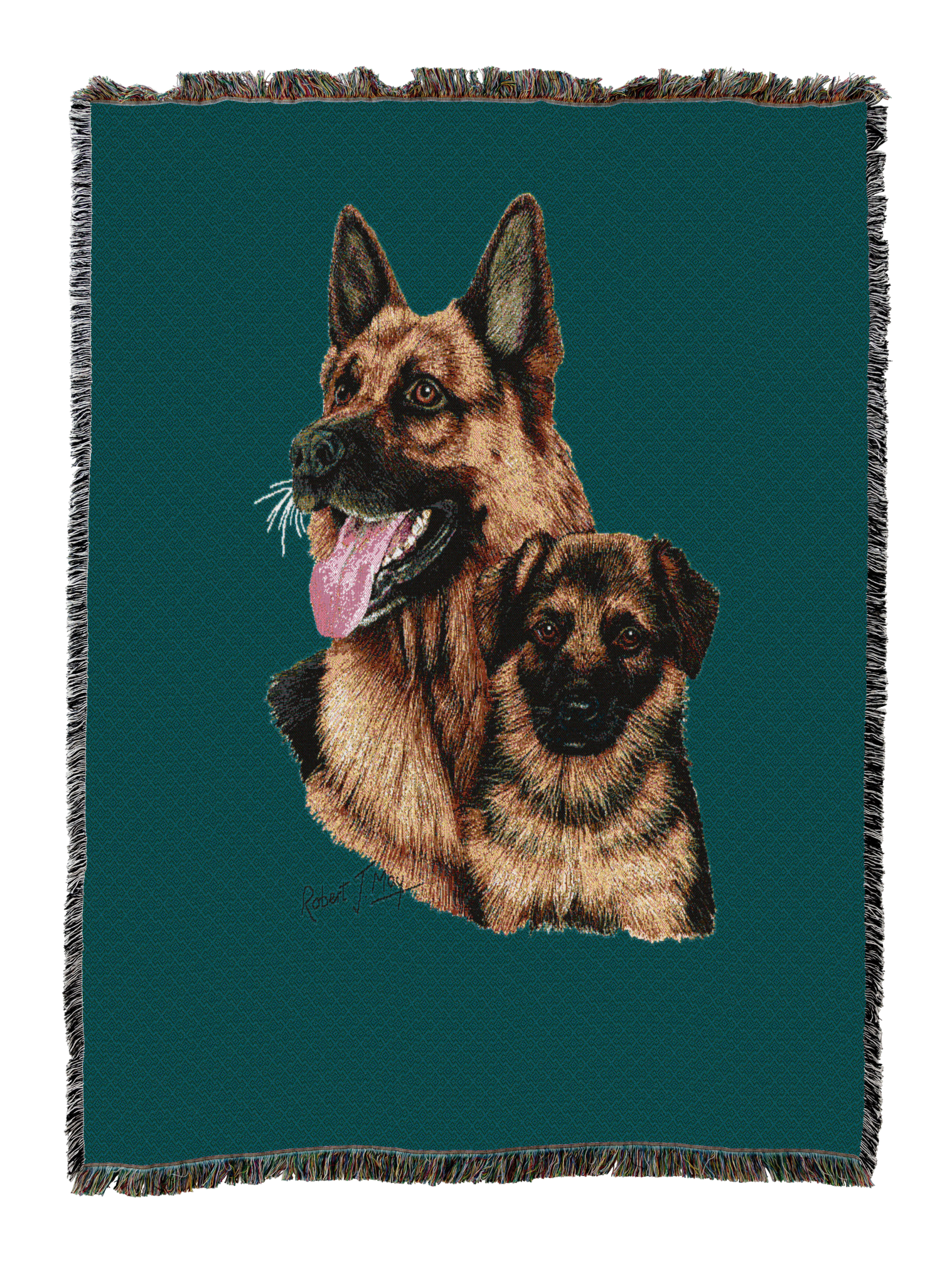 German Shepherd With Puppy Blanket