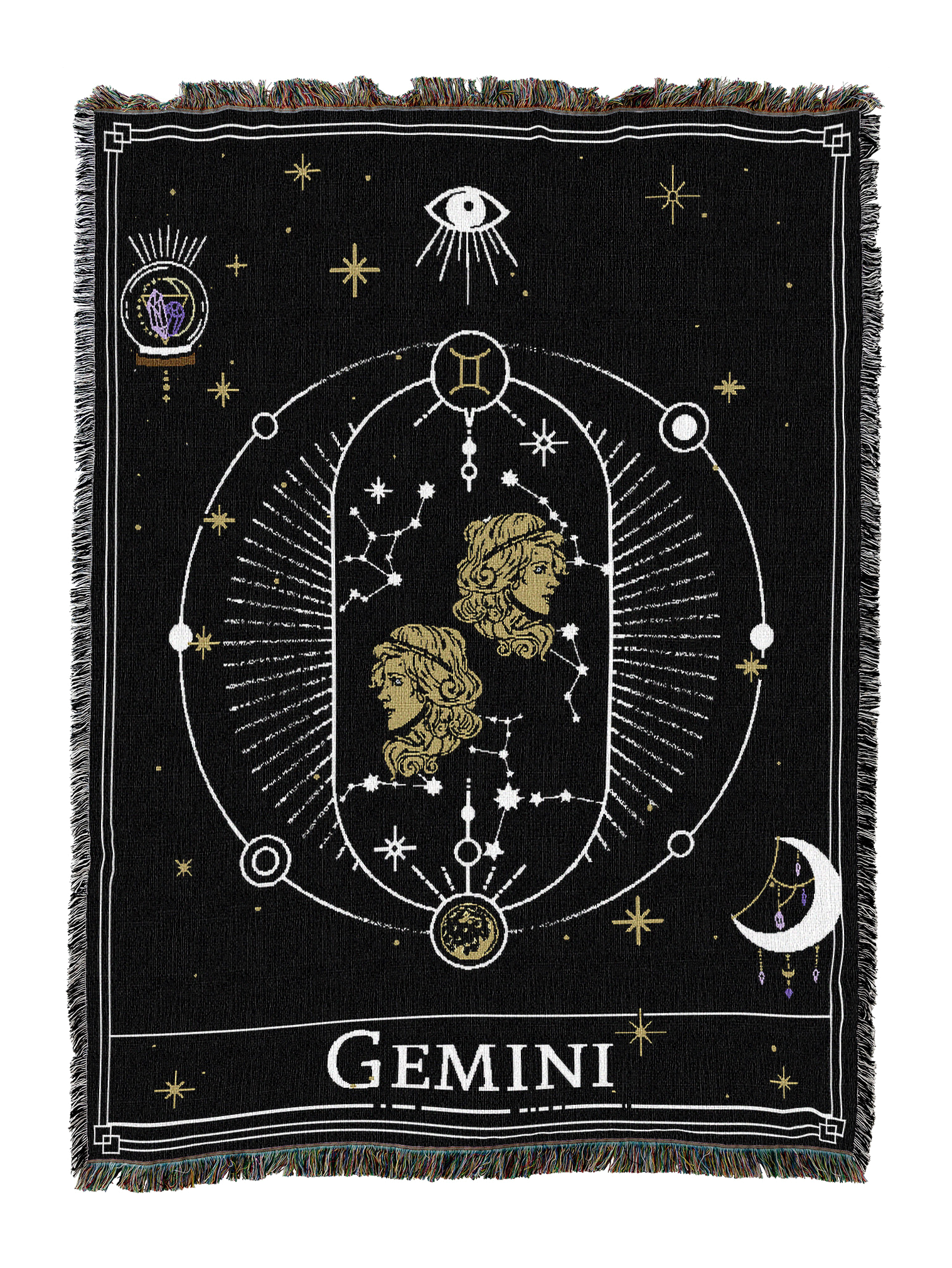 Zodiac Tarot Gemini Card Blanket