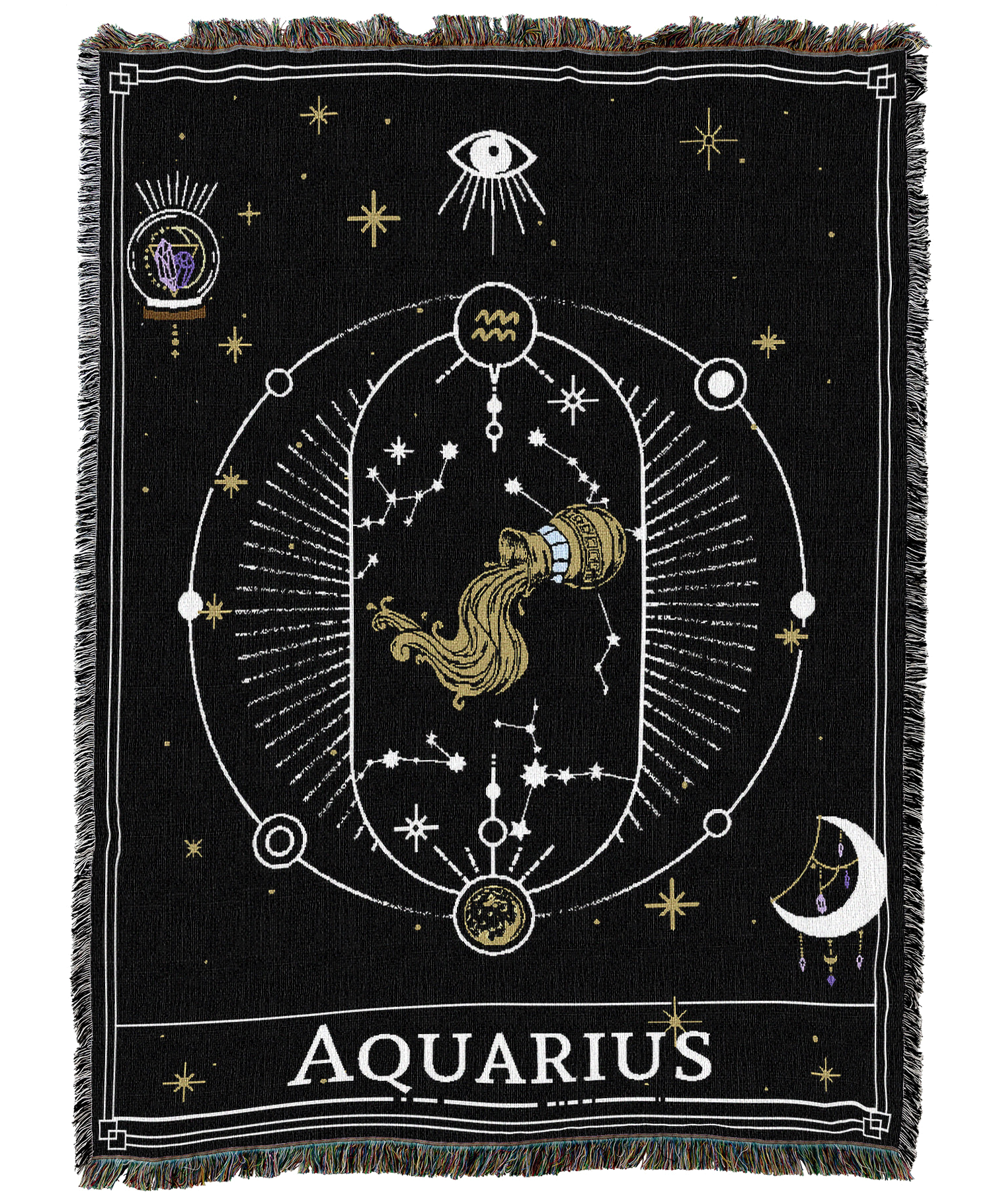 Zodiac Aquarius Tarot Card Blanket