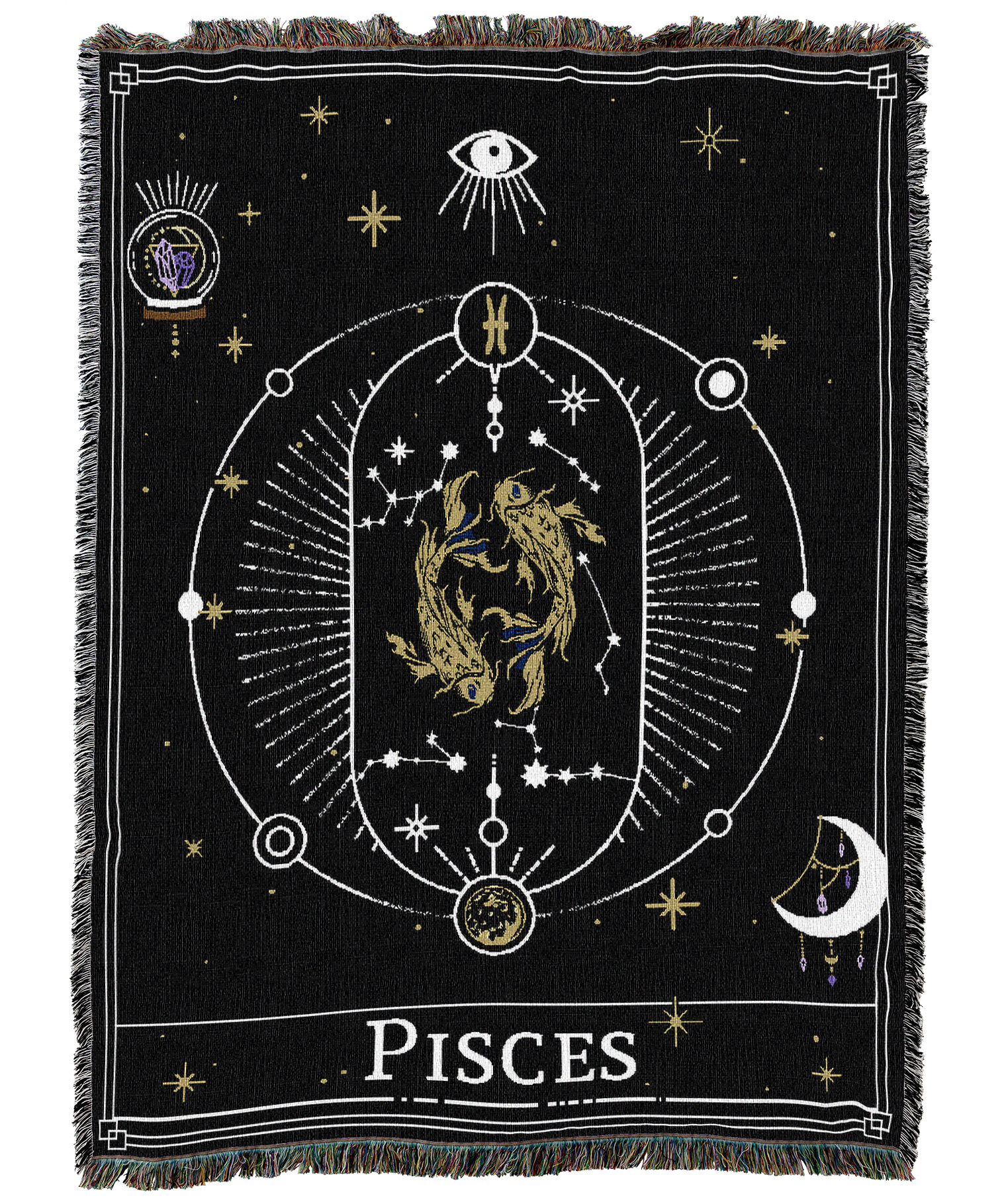 Zodiac Pisces Tarot Card Blanket