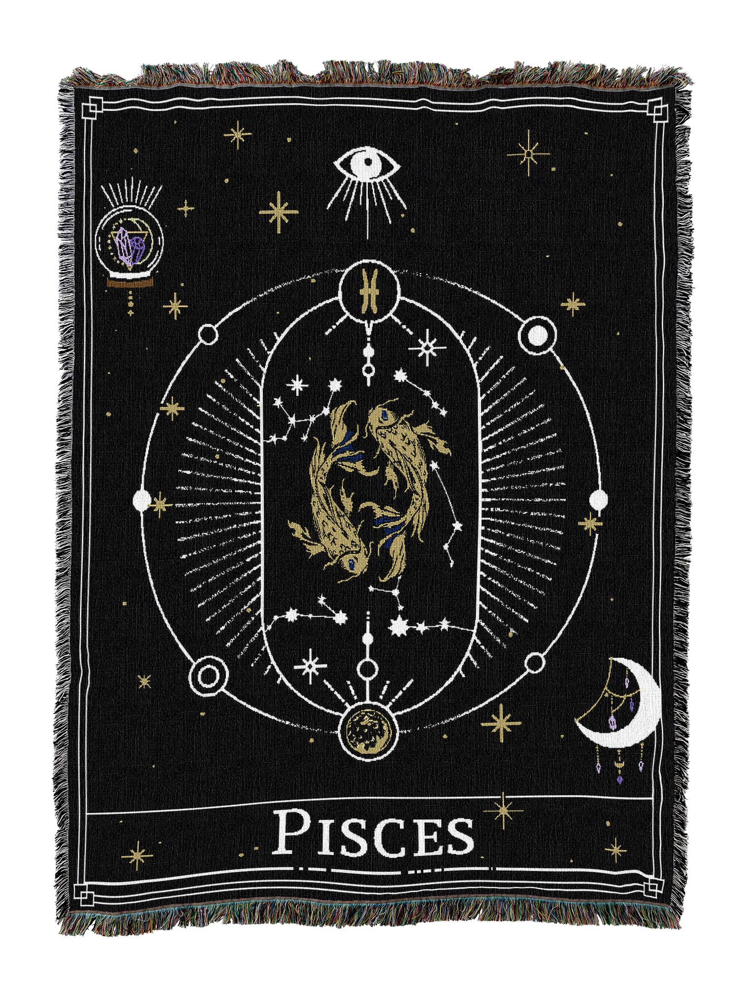 Zodiac Pisces Tarot Card Blanket