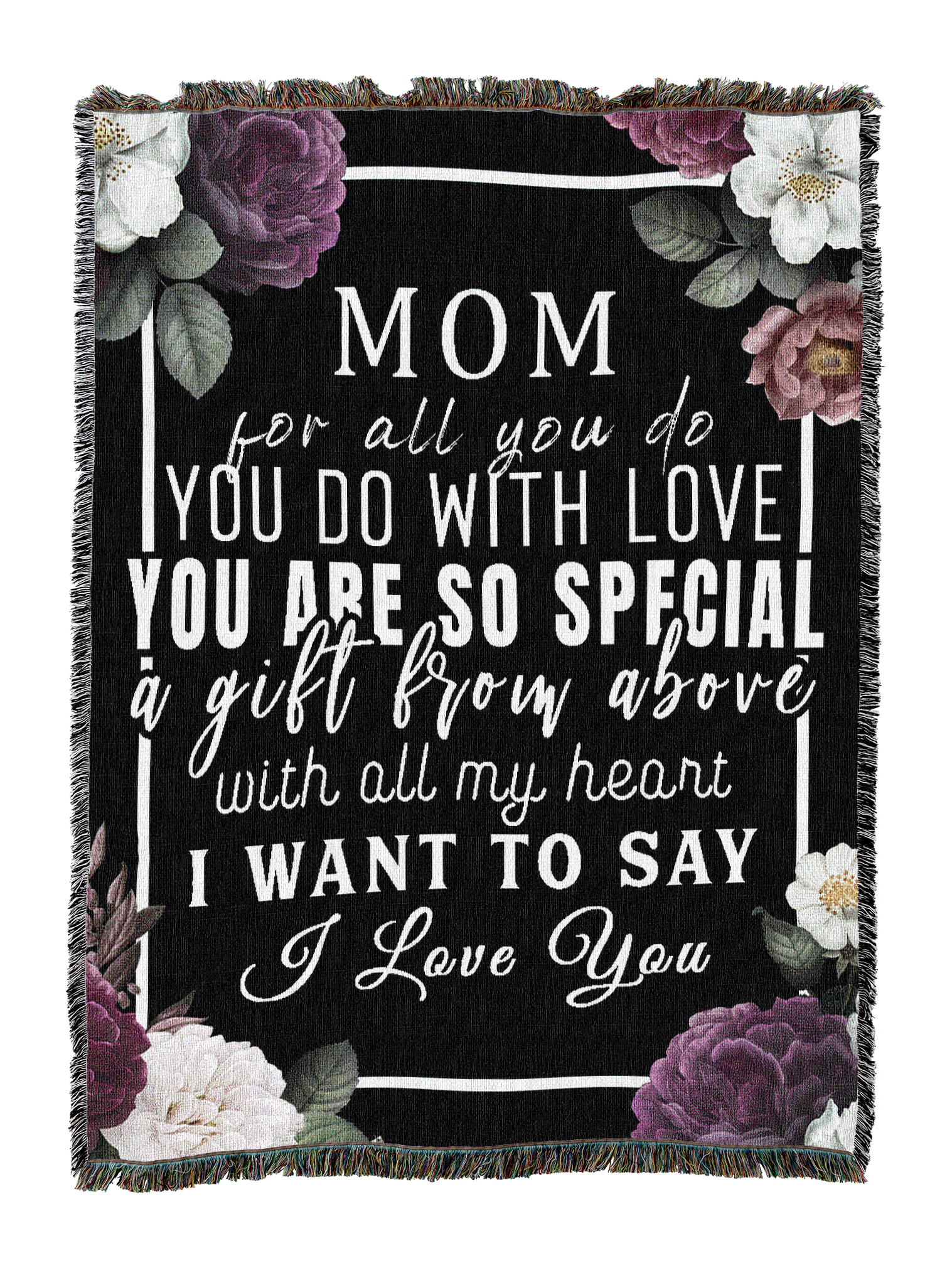 I Love You Mom Flowers Blanket