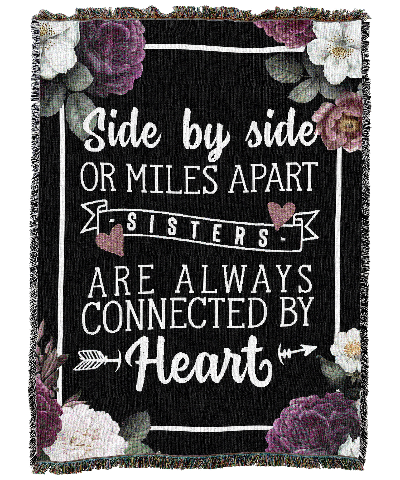 Side By Side Sisters Floral Frame Blanket