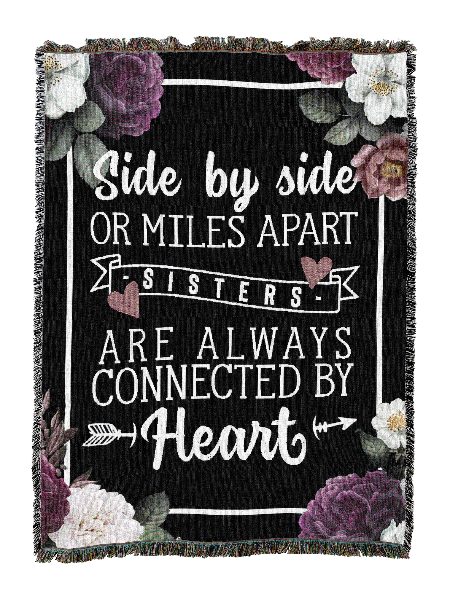 Side By Side Sisters Floral Frame Blanket
