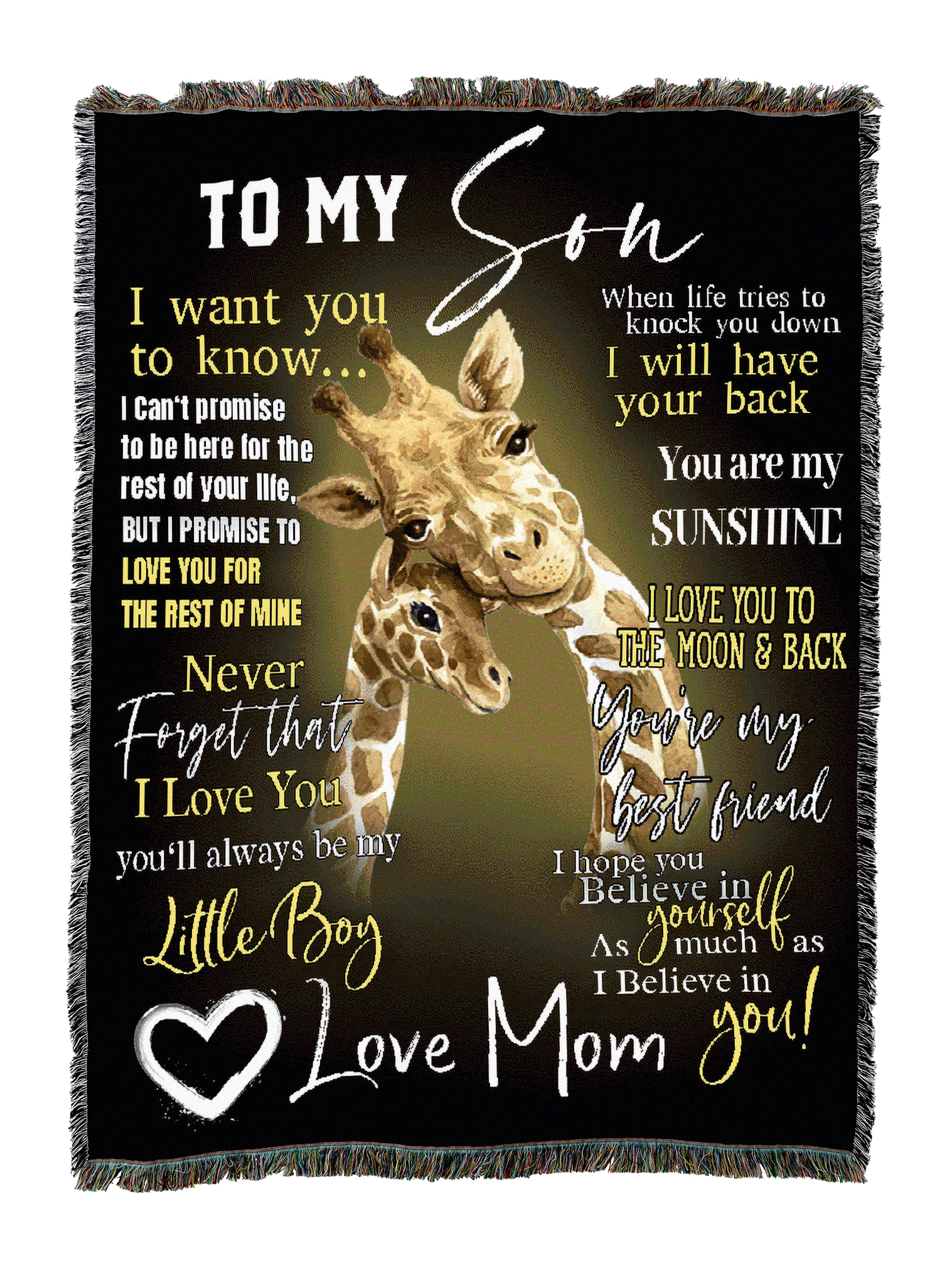 To My Son From Mom Giraffe Blanket