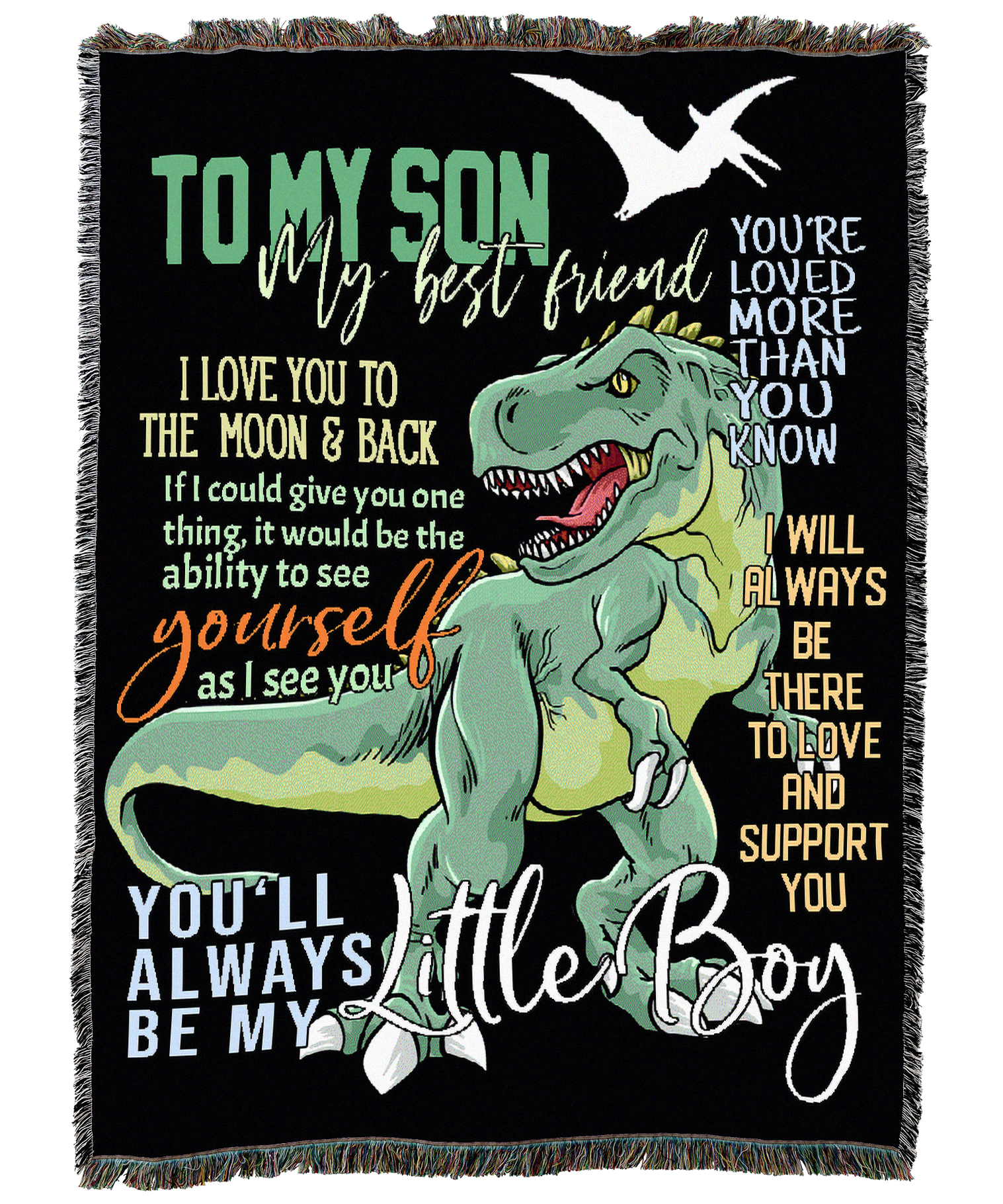 To My Son Colorful Dino Blanket