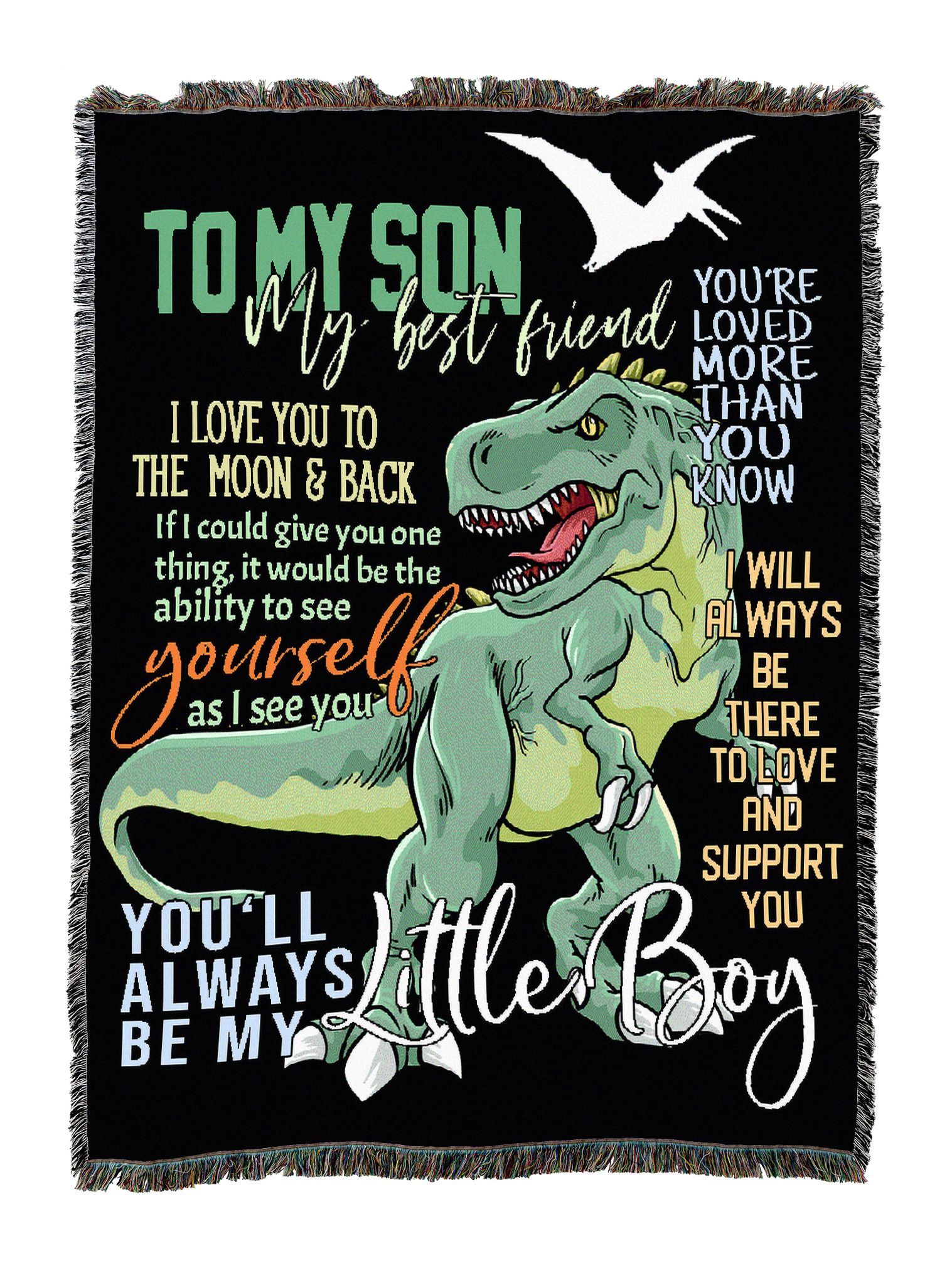 To My Son Colorful Dino Blanket