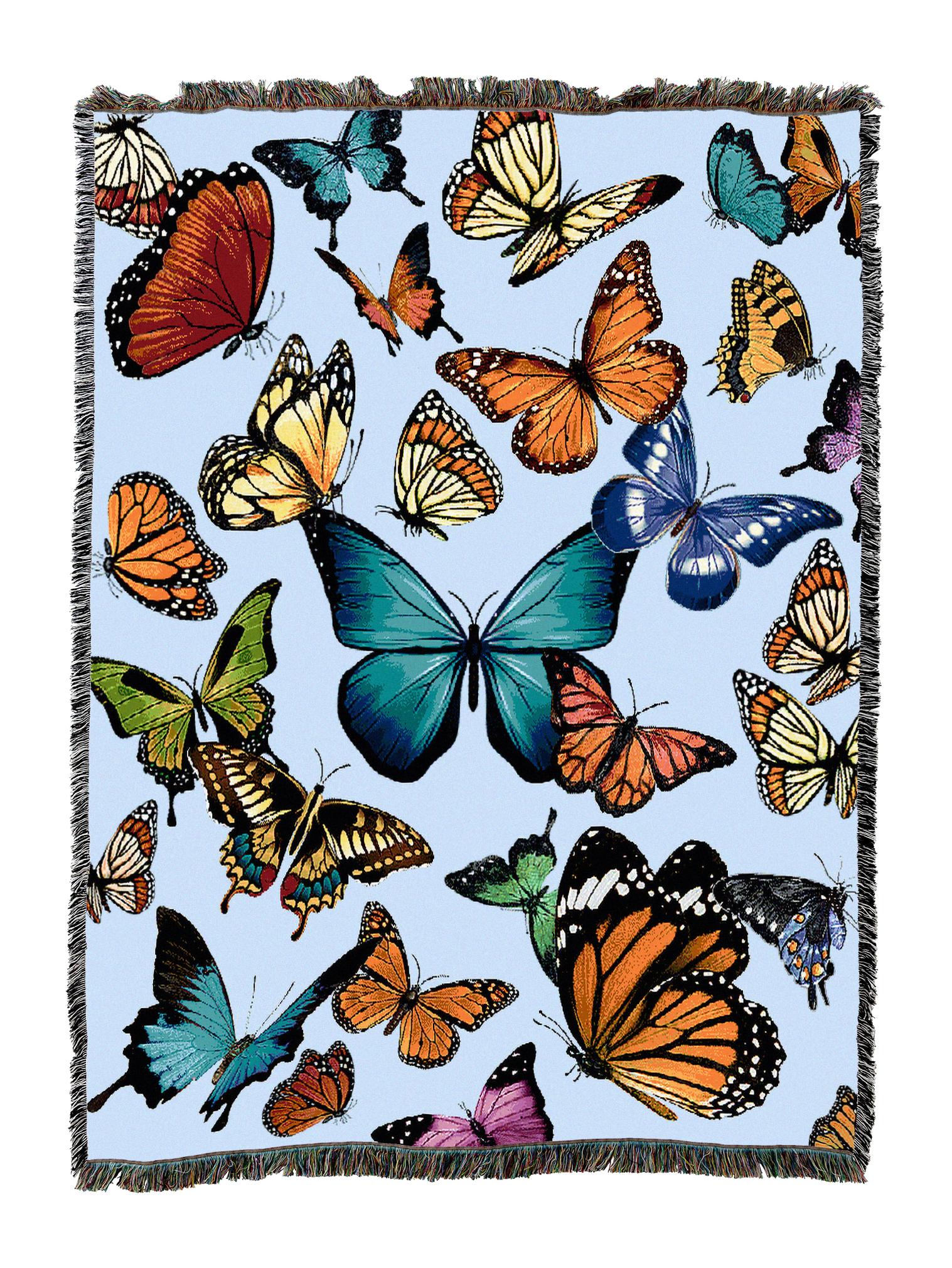 Fluttering Butterflies Light Blue Blanket