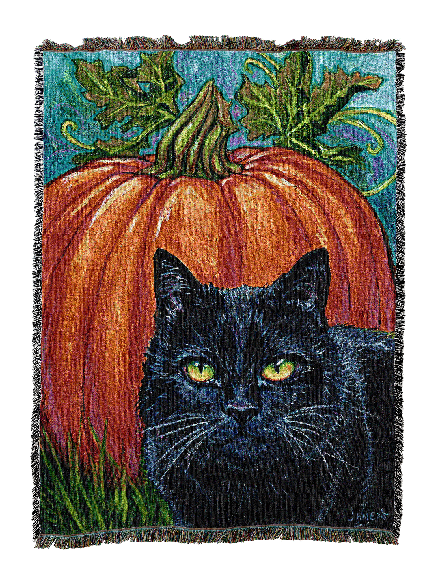 Black Cat And Pumpkin Blanket