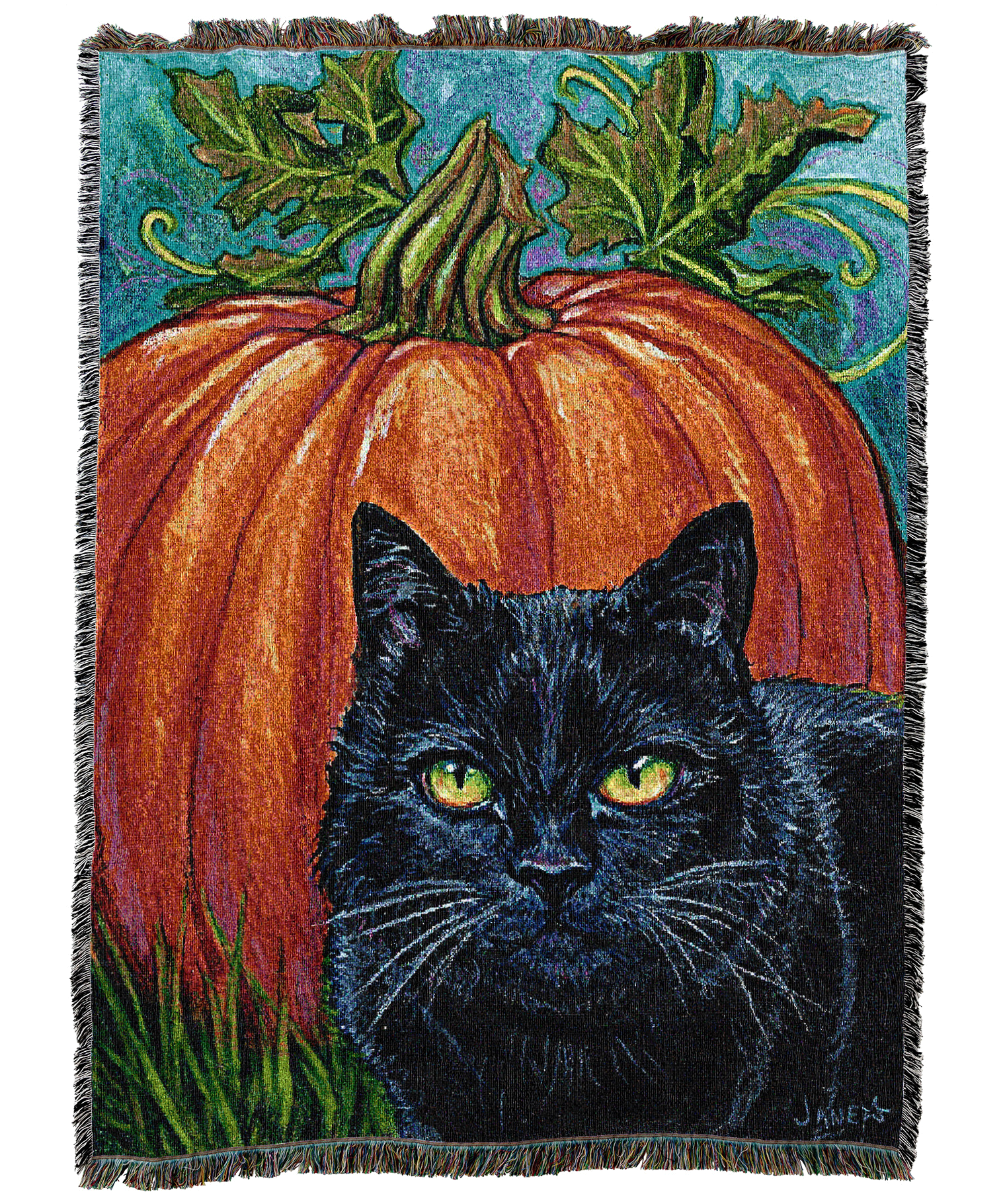 Black Cat And Pumpkin Blanket