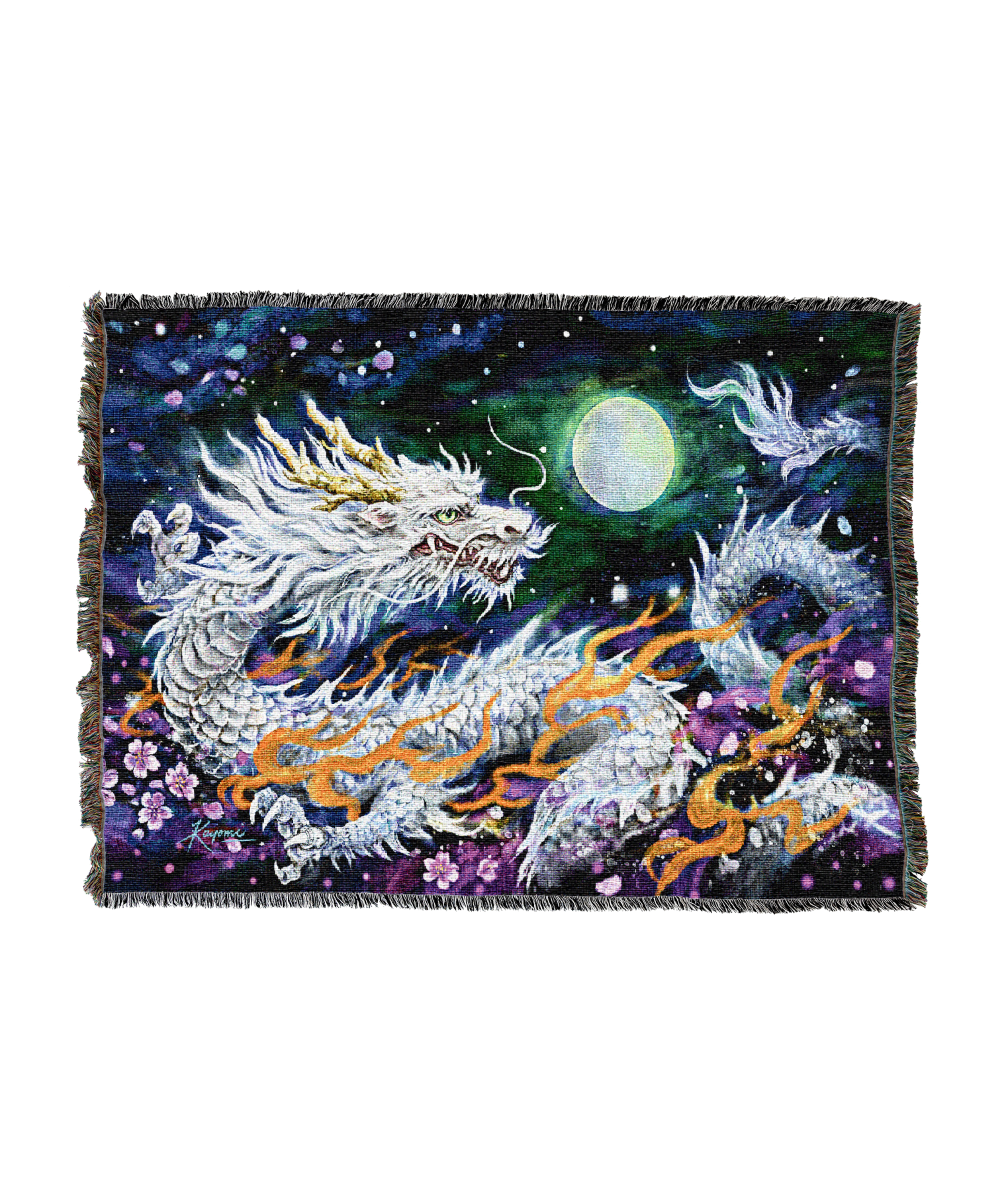 White Dragon And The Moon Blanket