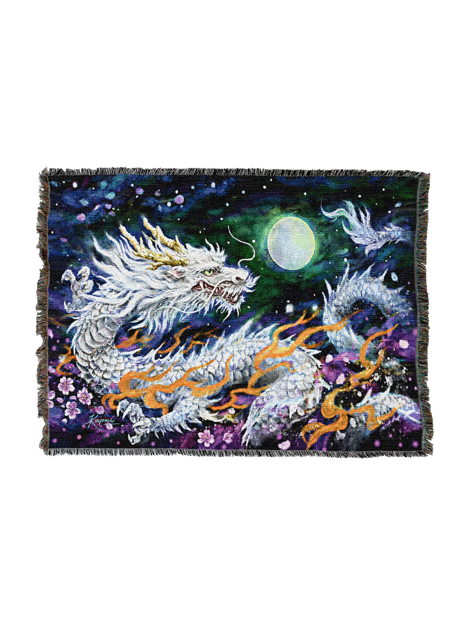 White Dragon And The Moon Blanket