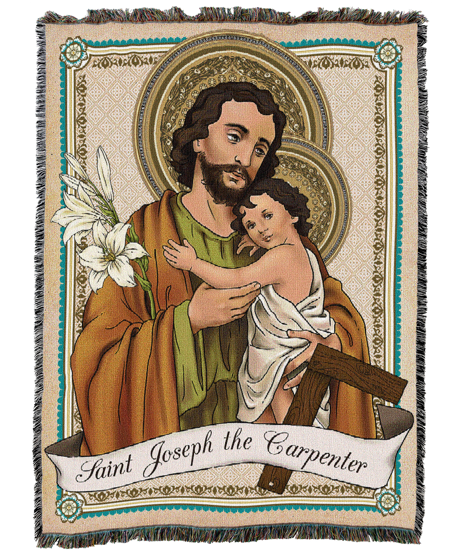Saint Joseph the Carpenter Prayer Card Blanket