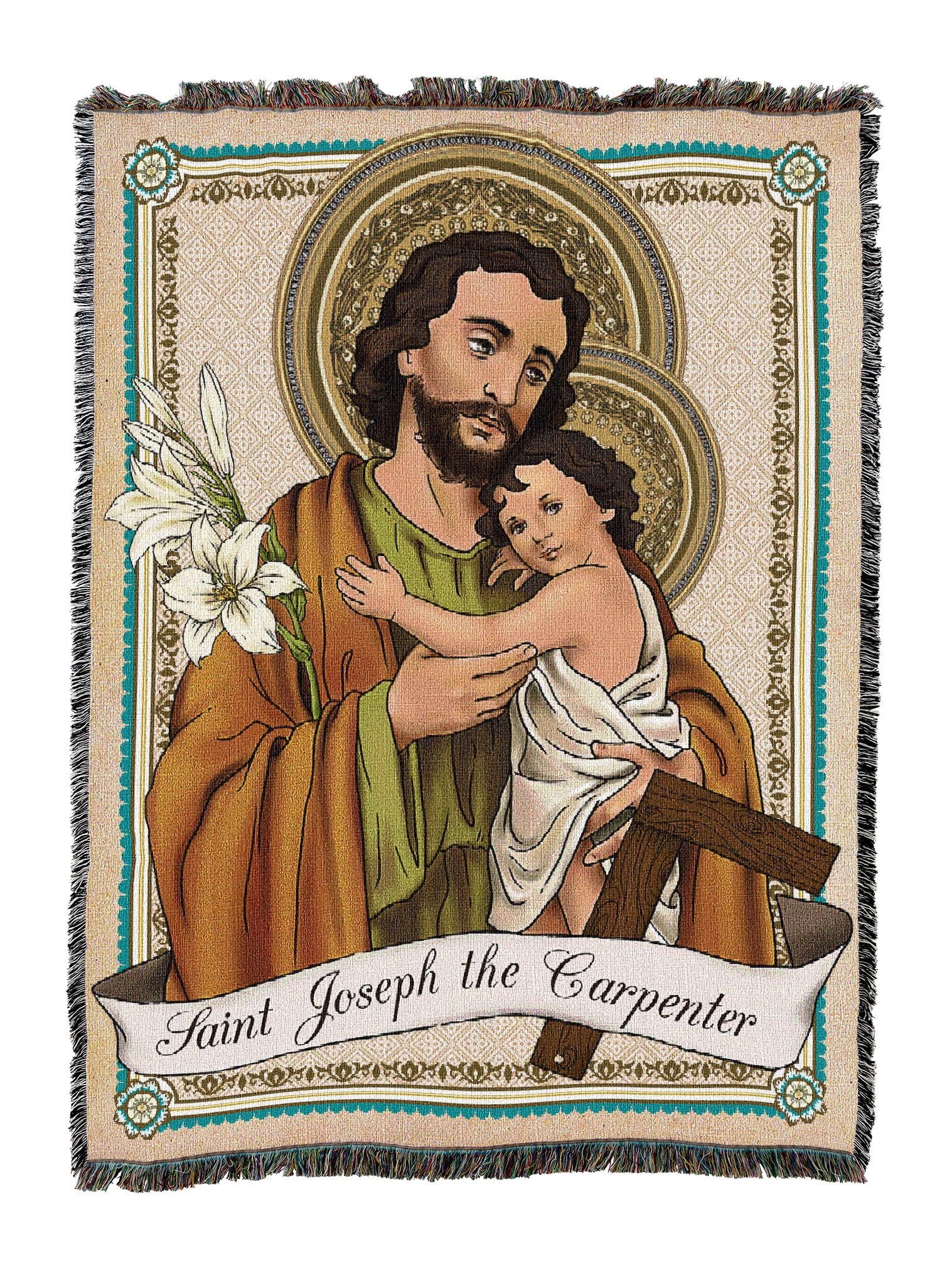 Saint Joseph the Carpenter Prayer Card Blanket