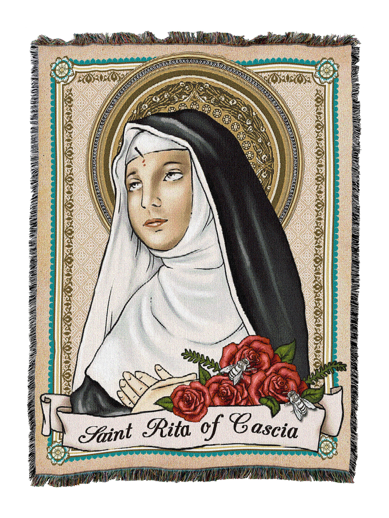 Saint Rita Prayer Card Blanket XL