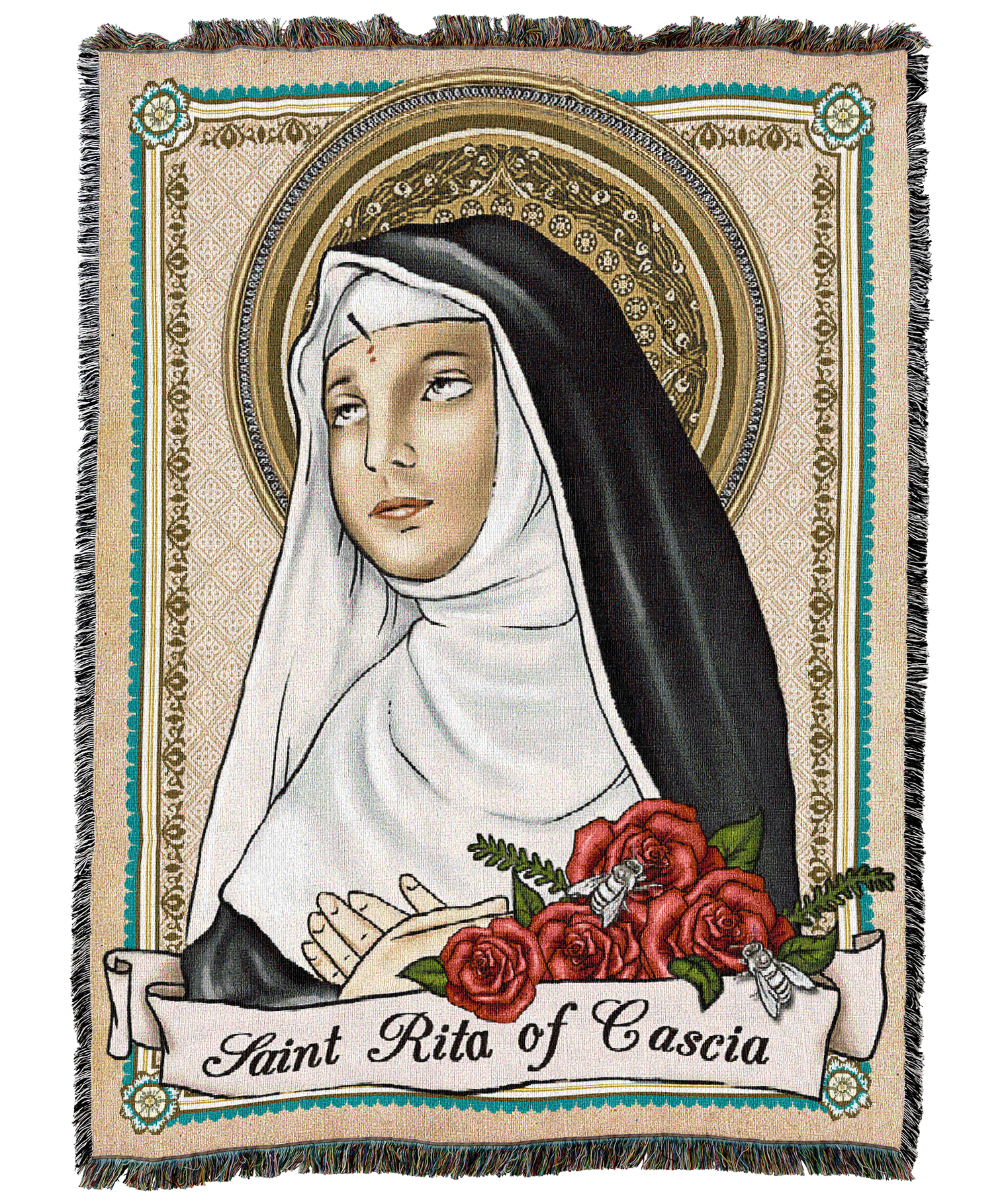 Saint Rita Prayer Card Blanket