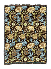 William Morris Pink And Rose Latte Blanket