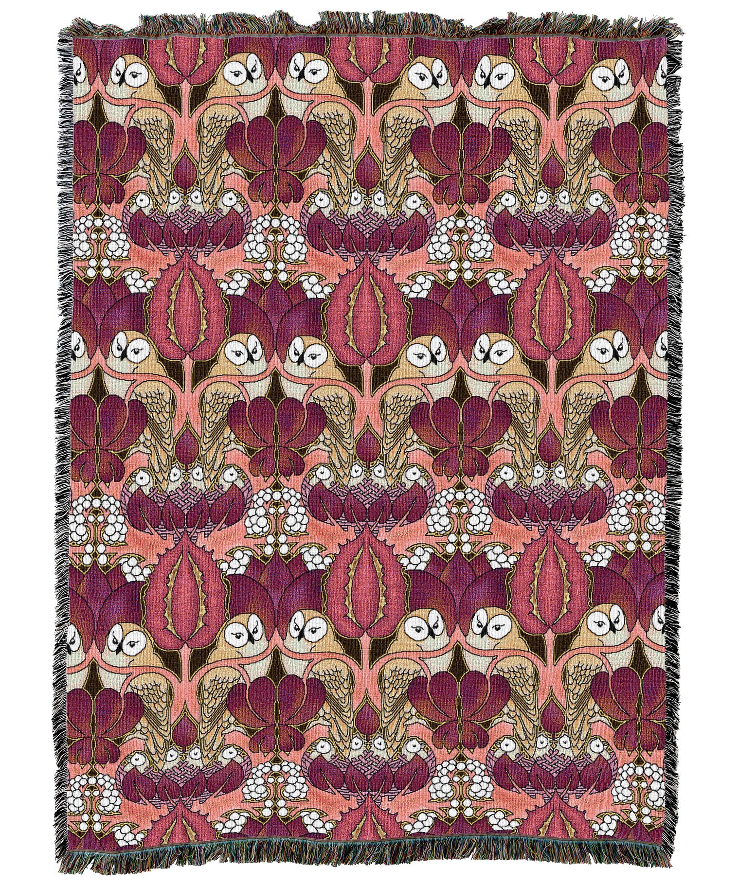 Cfa Voysey The Owl Raspberry Blanket Xl