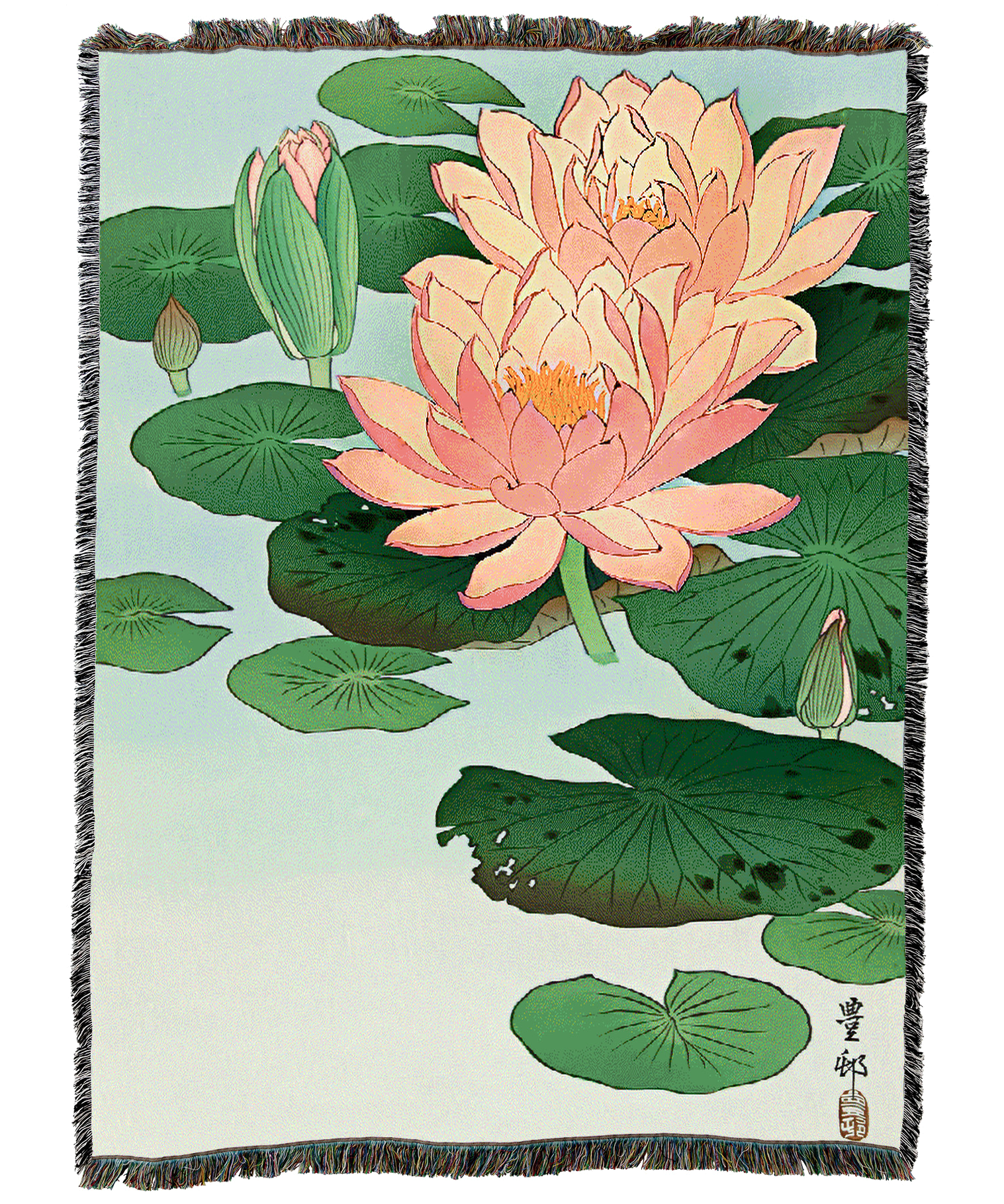 Water Lily Blanket by Ohara Koson