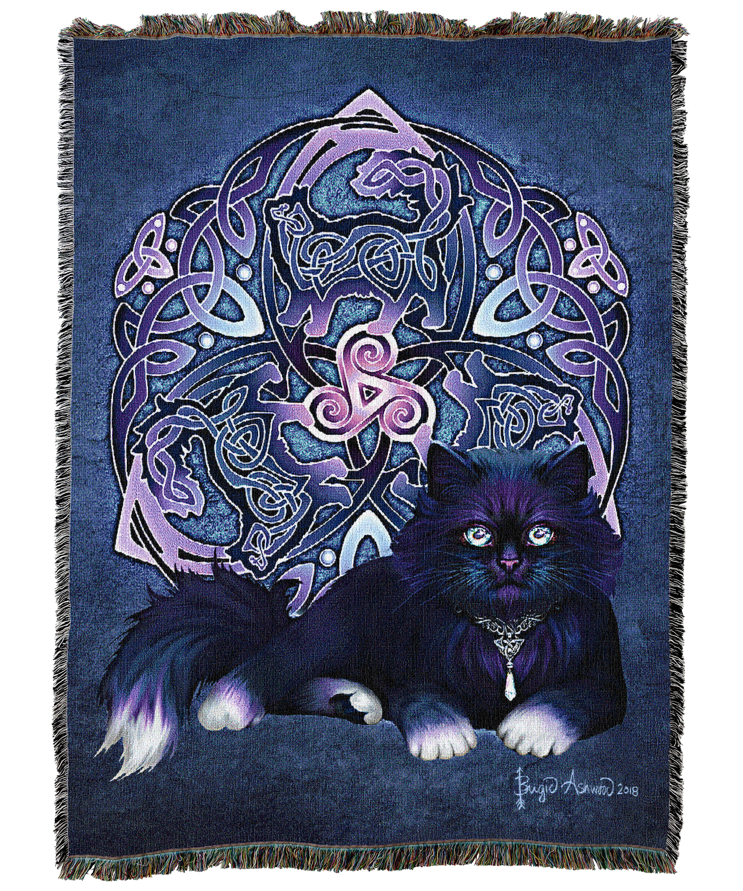 Celtic Black Fluffy Cat Blanket