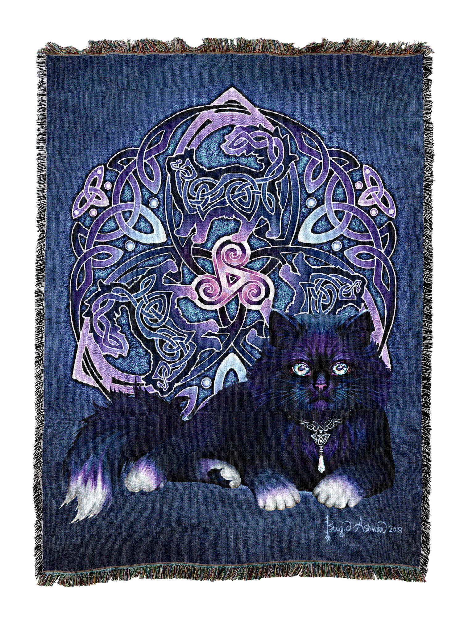 Celtic Black Fluffy Cat Blanket