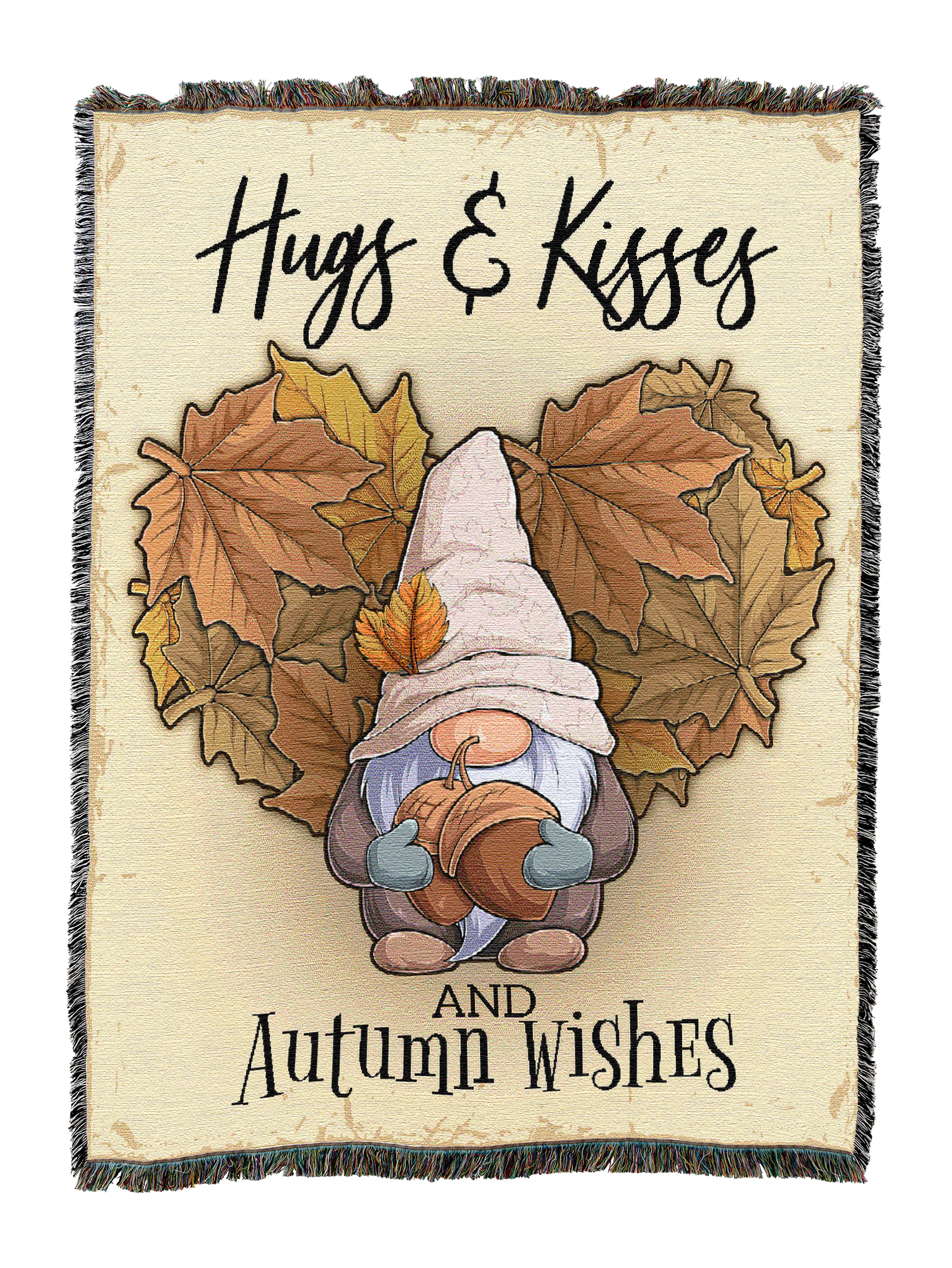 Autumn Hugs And Kisses Gnome Blanket