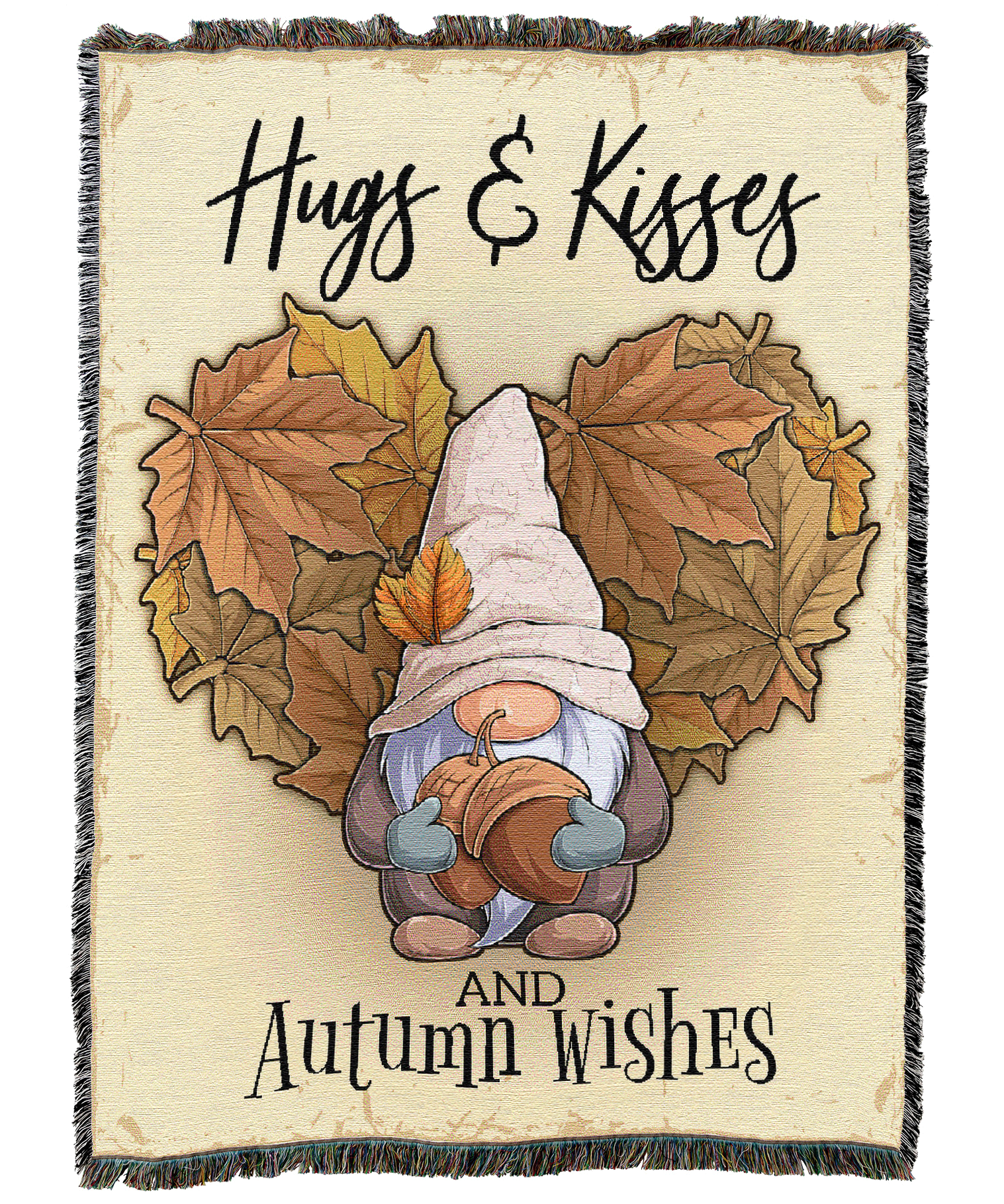 Autumn Hugs and Kisses Gnome Blanket