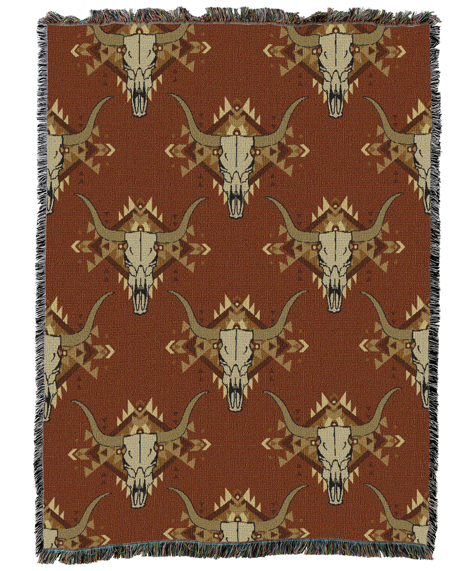 Western Skulls Orange Blanket