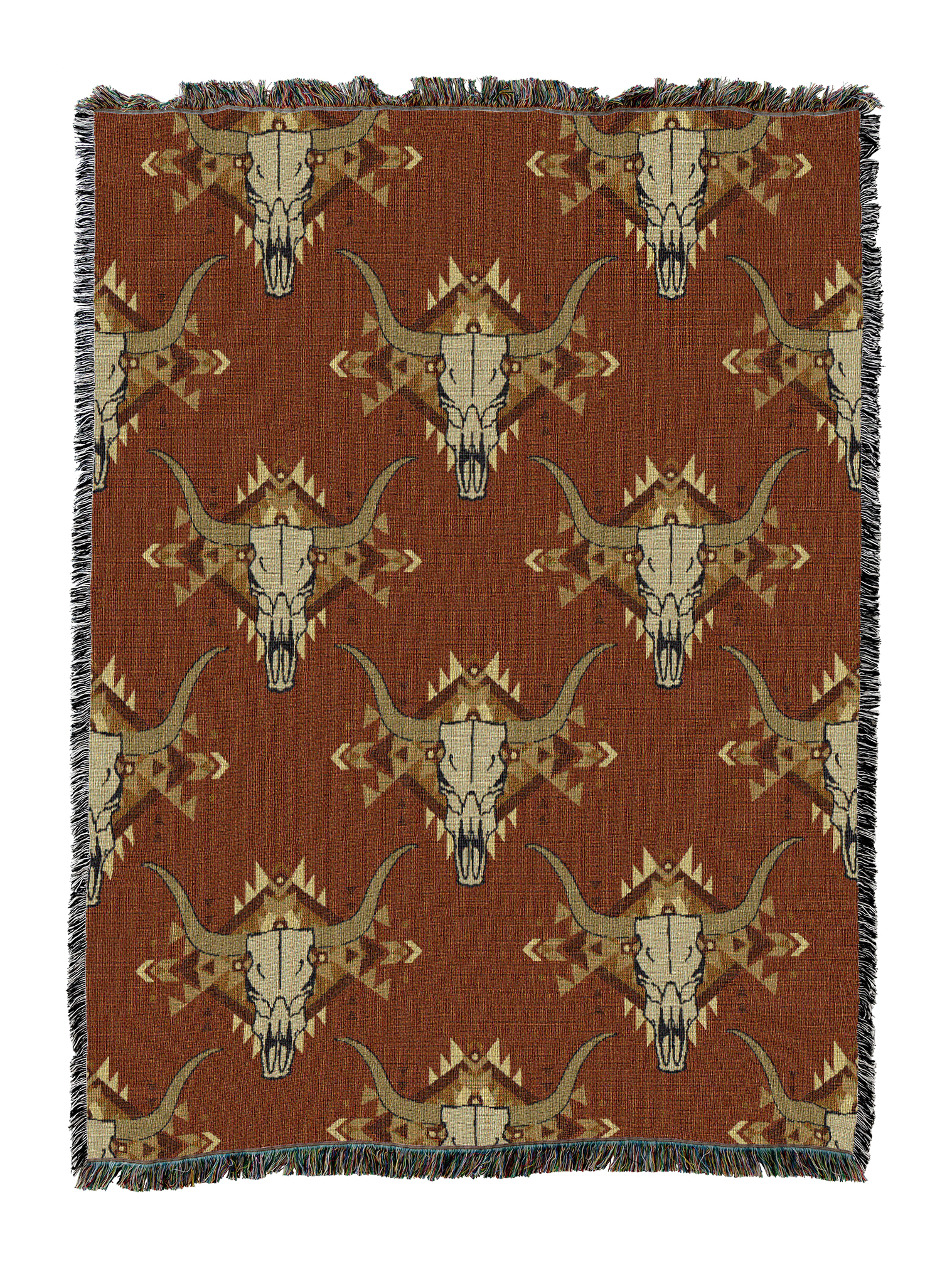 Western Skulls Orange Blanket