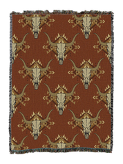 Western Skulls Orange Blanket