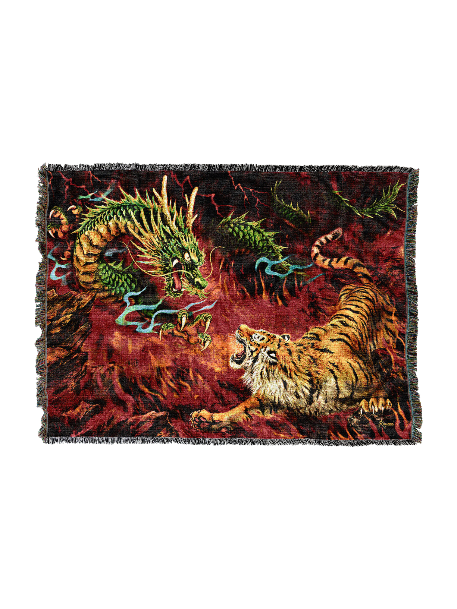 Dragon Vs Tiger On Fire Blanket