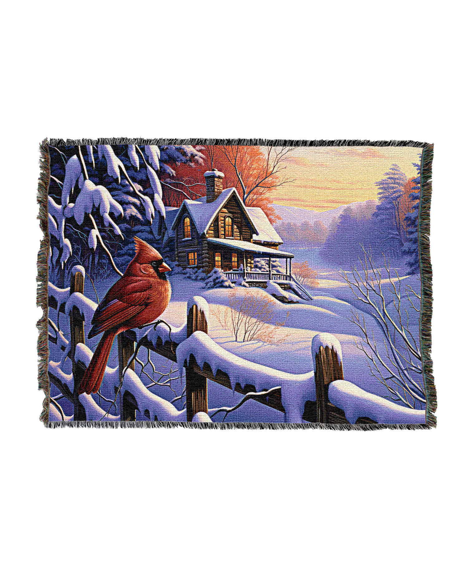Christmas Cardinal In A Snowy Forest Blanket