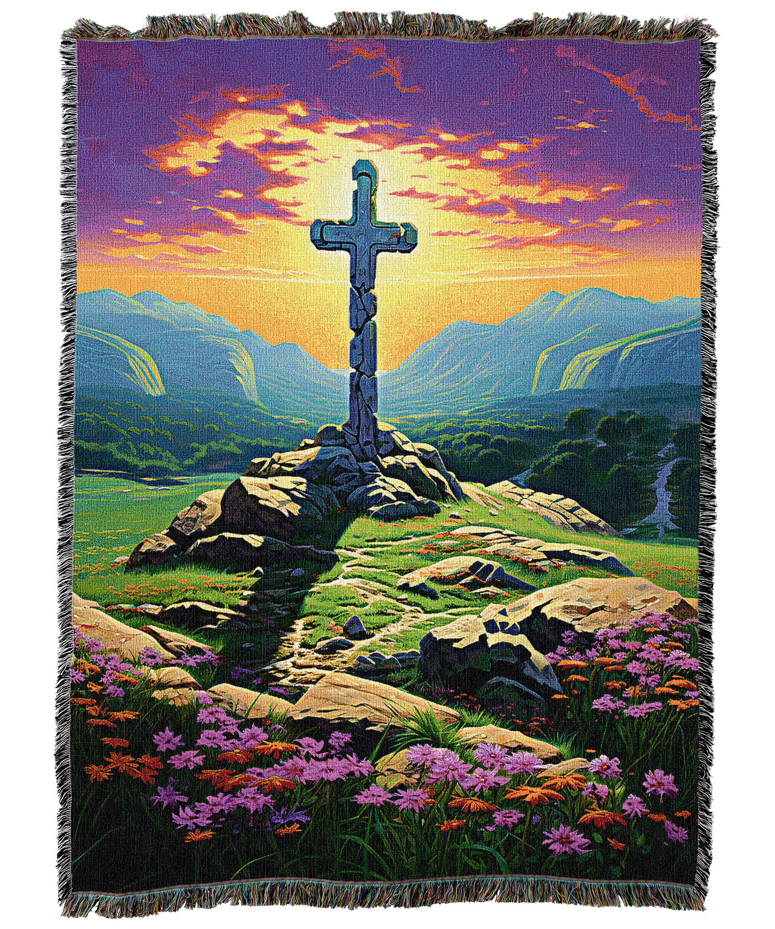 Cross Against Purple Skies Blanket
