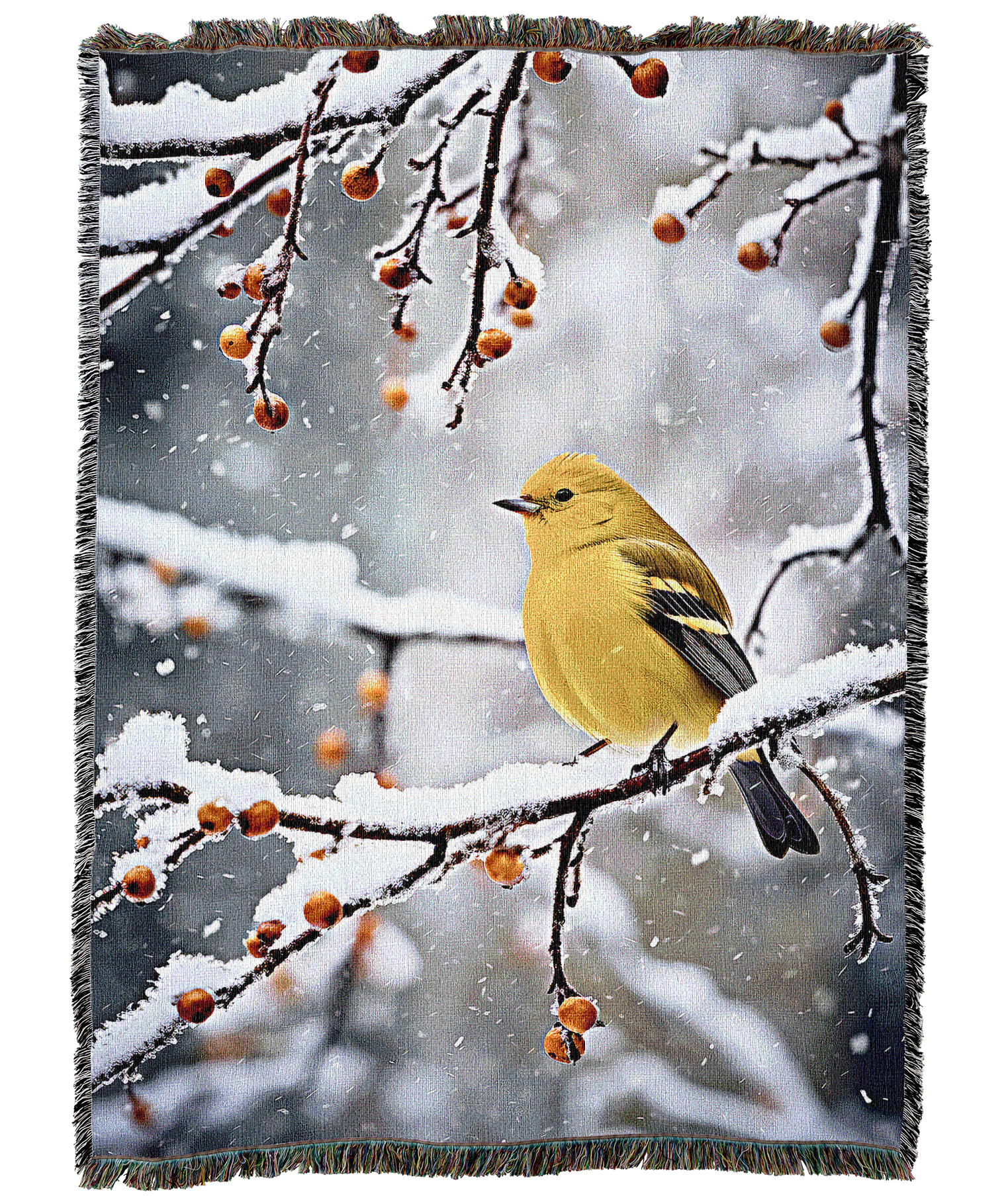 Winter Yellow Finch Blanket