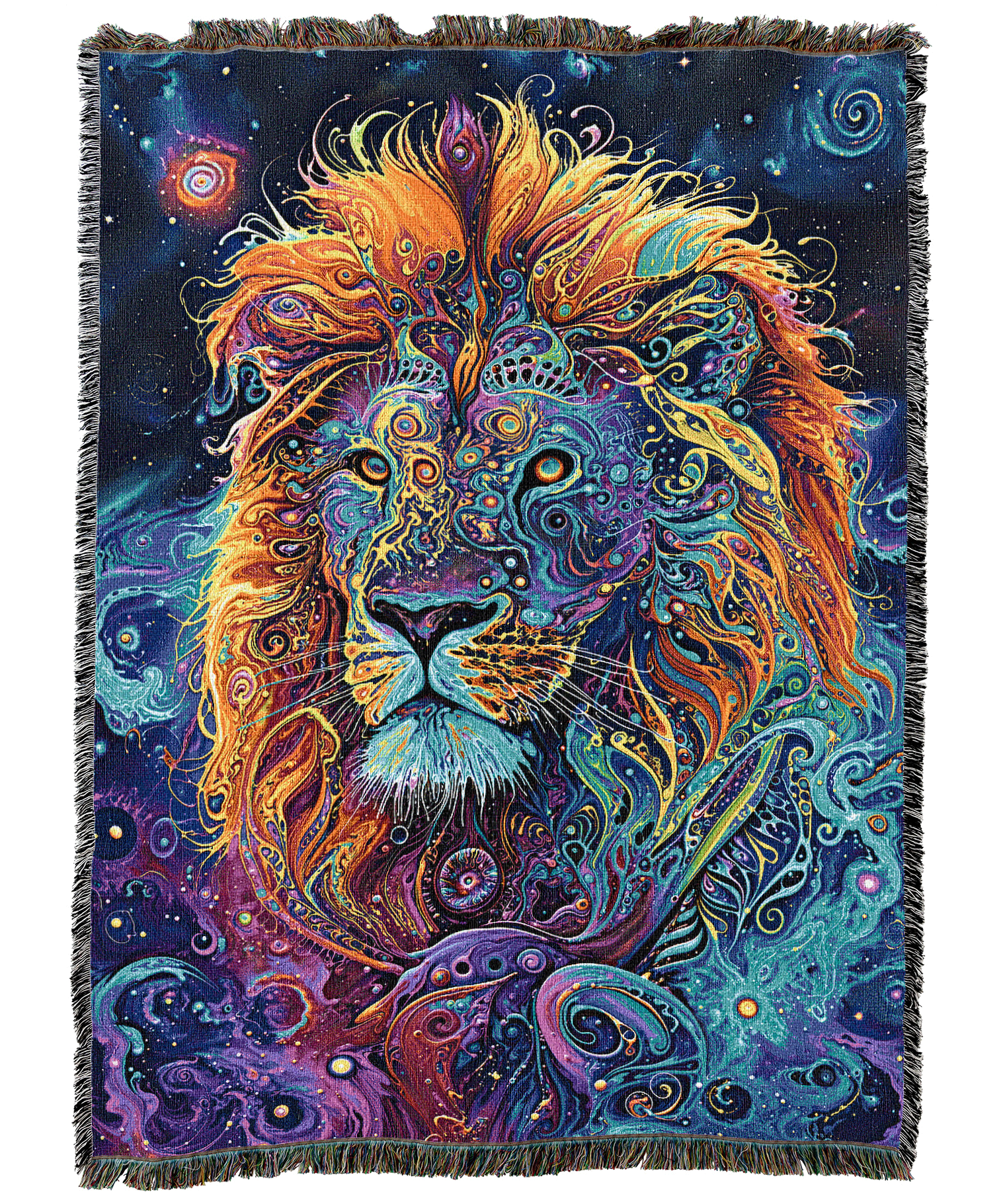 Cosmic Visionary Lion Blanket