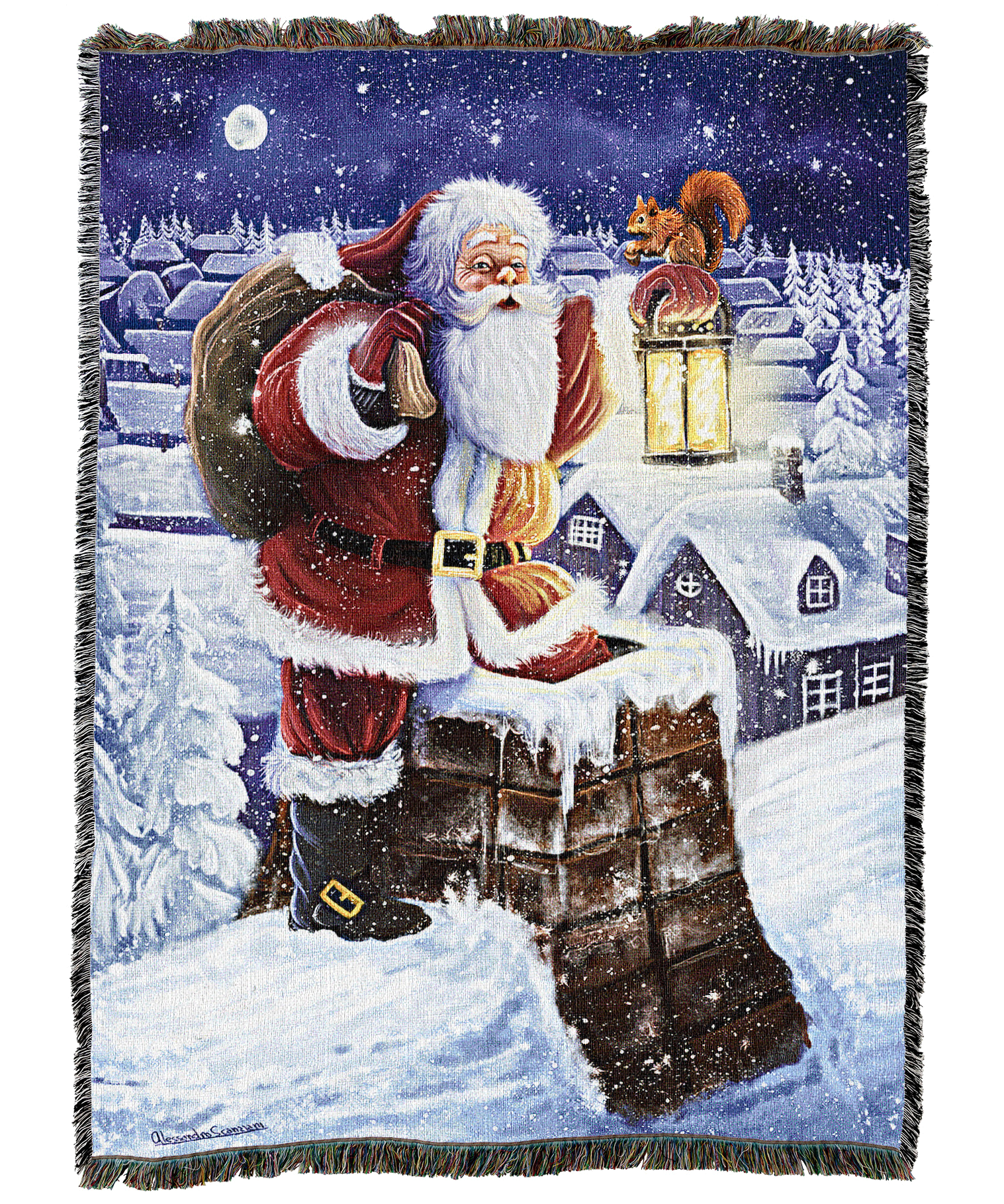 Santa And Chimney Blanket