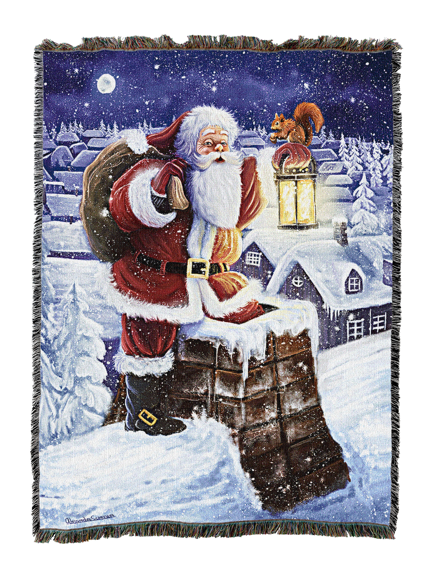 Santa And Chimney Blanket